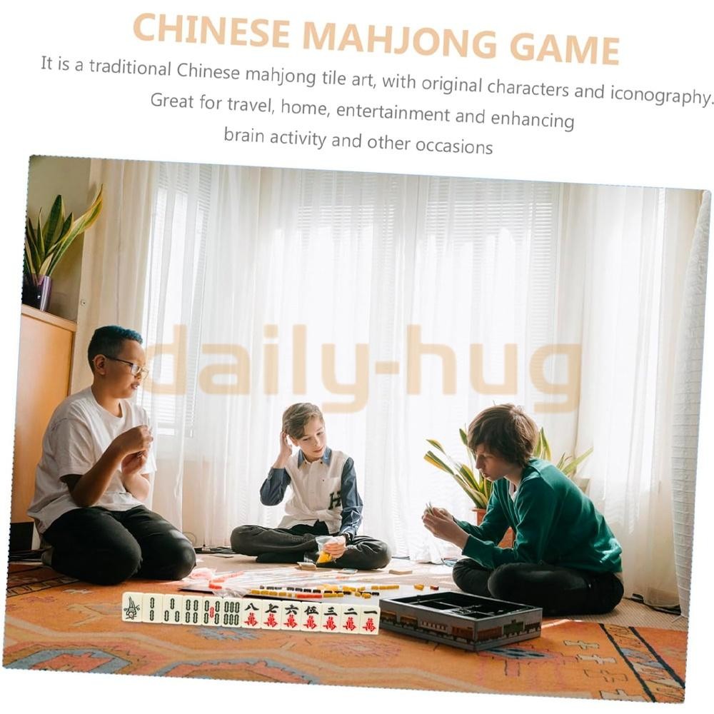 Chinese Mahjong Game Set 144 Ivory/Vintage Colored Tiles w/ Case