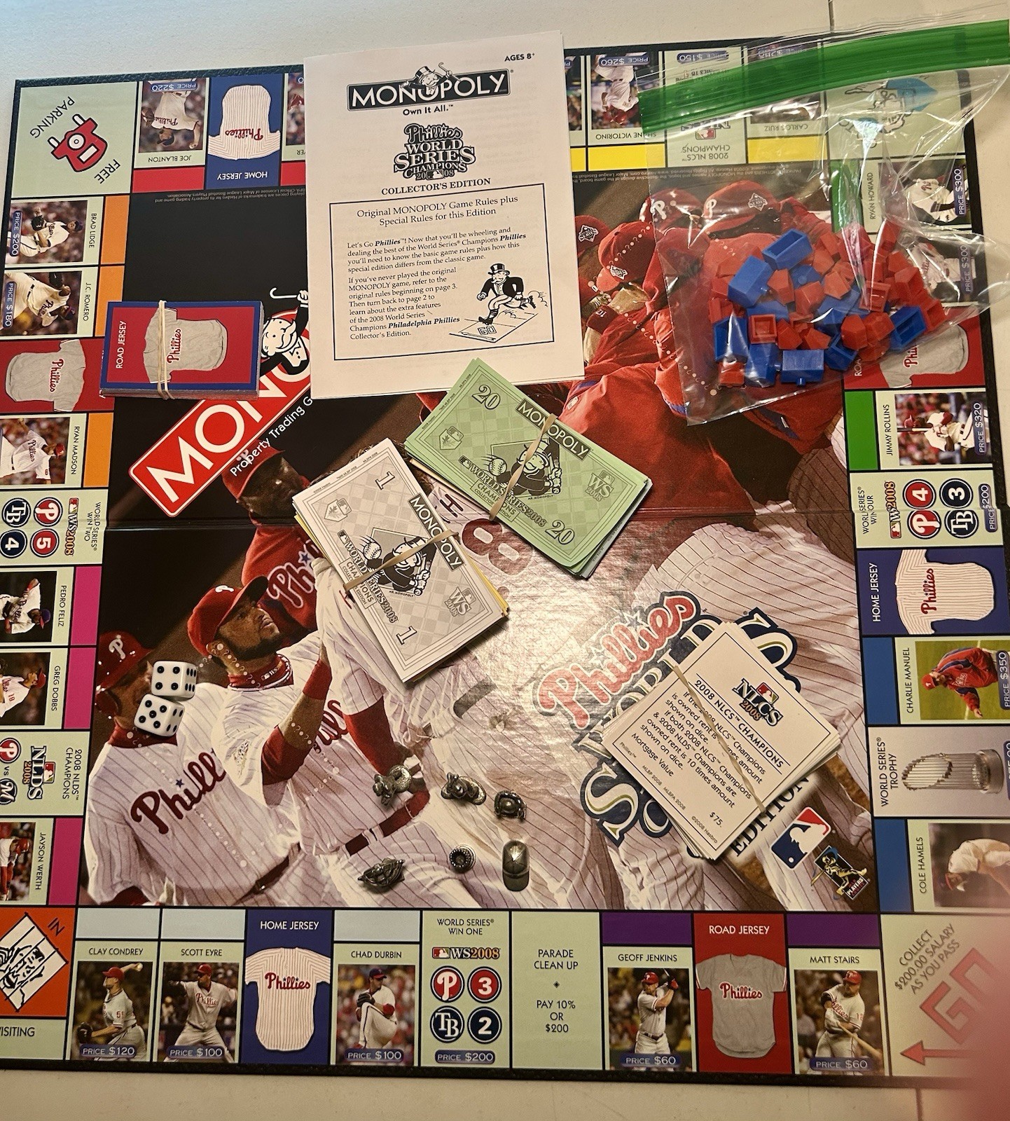 Monopoly Phillies World Series Champions 2008 Collector Edition Preown-Complete