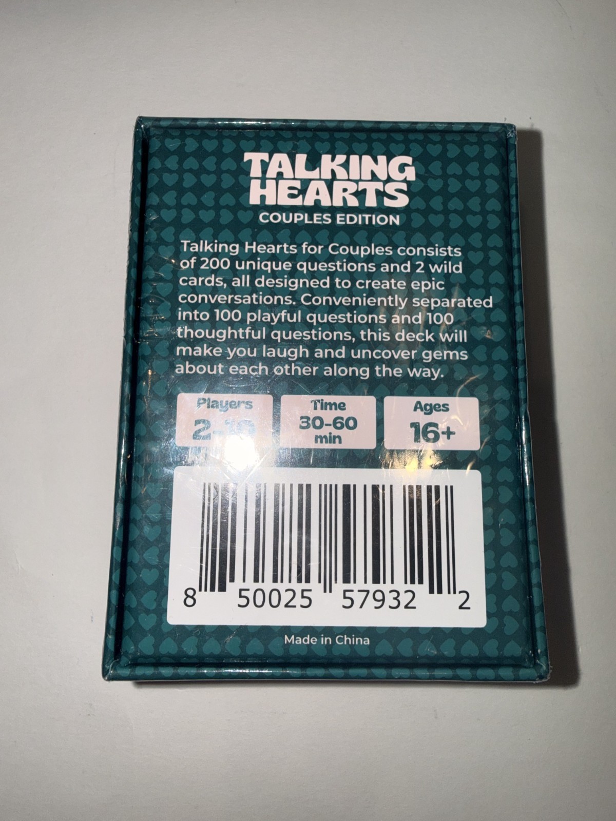 Talking Hearts Couples Edition Card Game, Teal – 200 Questions