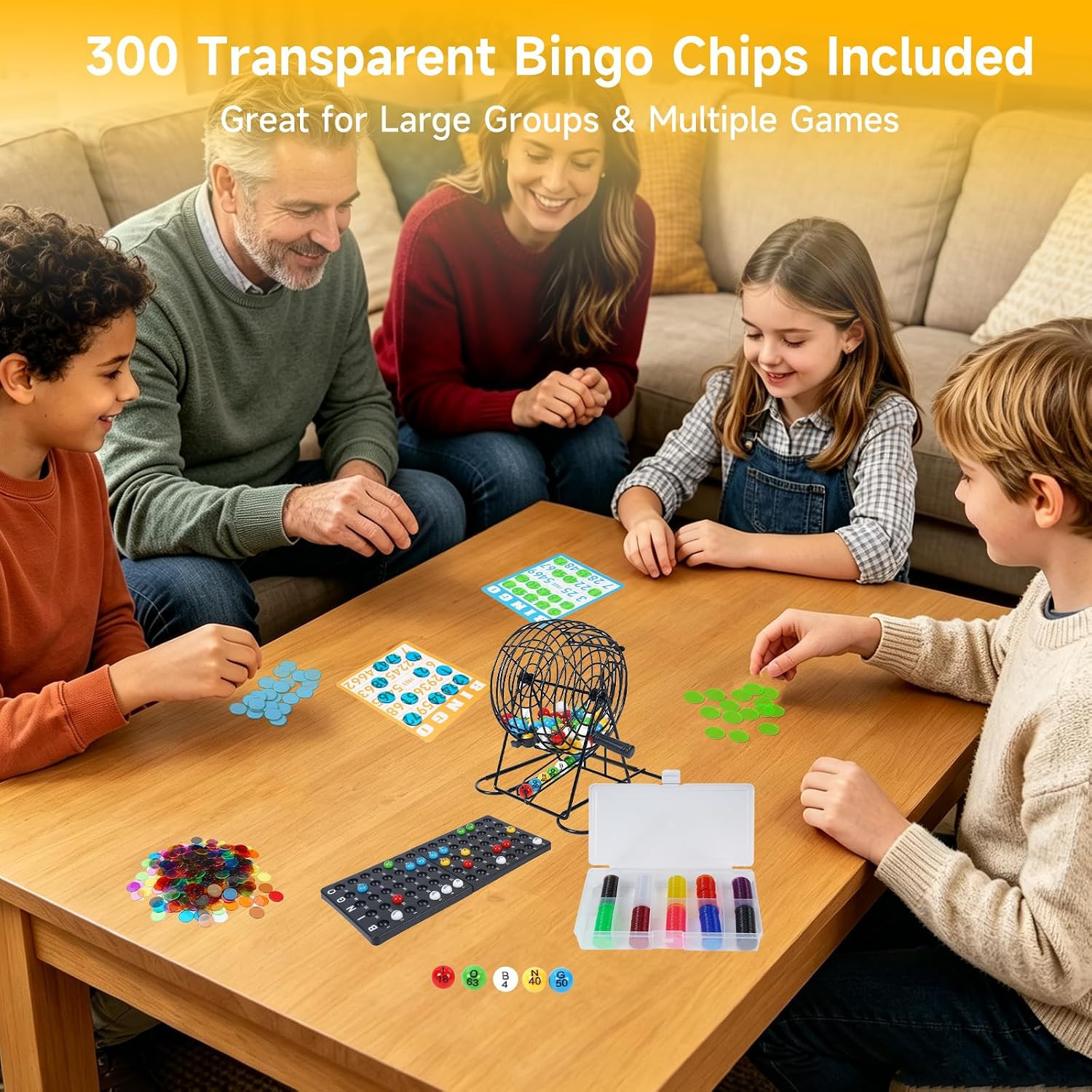 Deluxe Bingo Game Set with Laser Engraved Balls & 300 Chips – Includes 8″ Metal