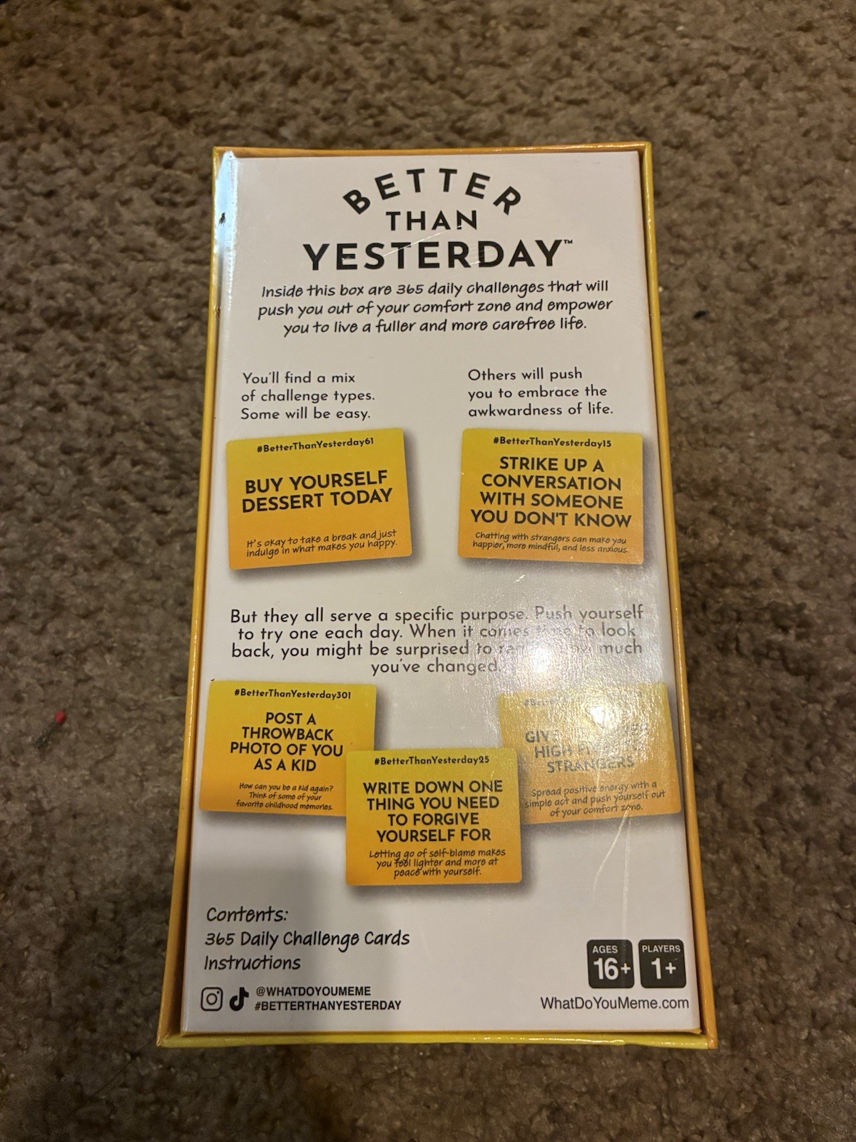 Better Than Yesterday 365 Daily Challenges Life Fullfilling Game Meme NEW Sealed