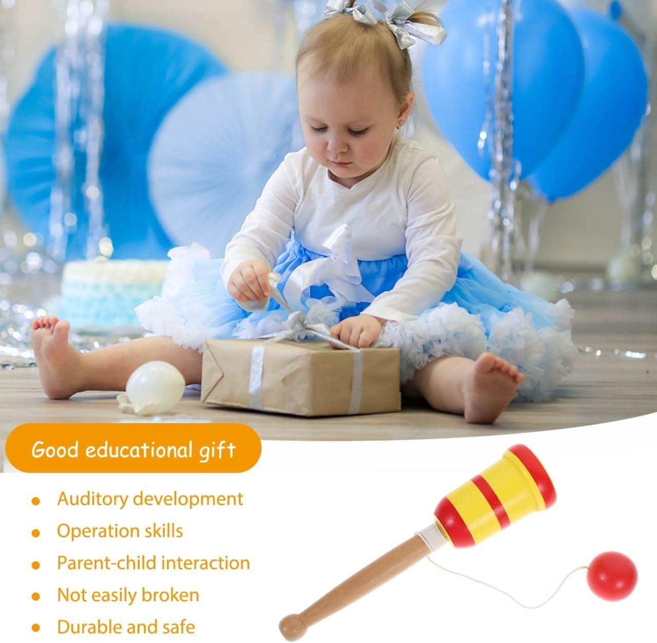 Wooden Catch Ball, Retro Toys – No Batteries Required, Fun for Unisex Children