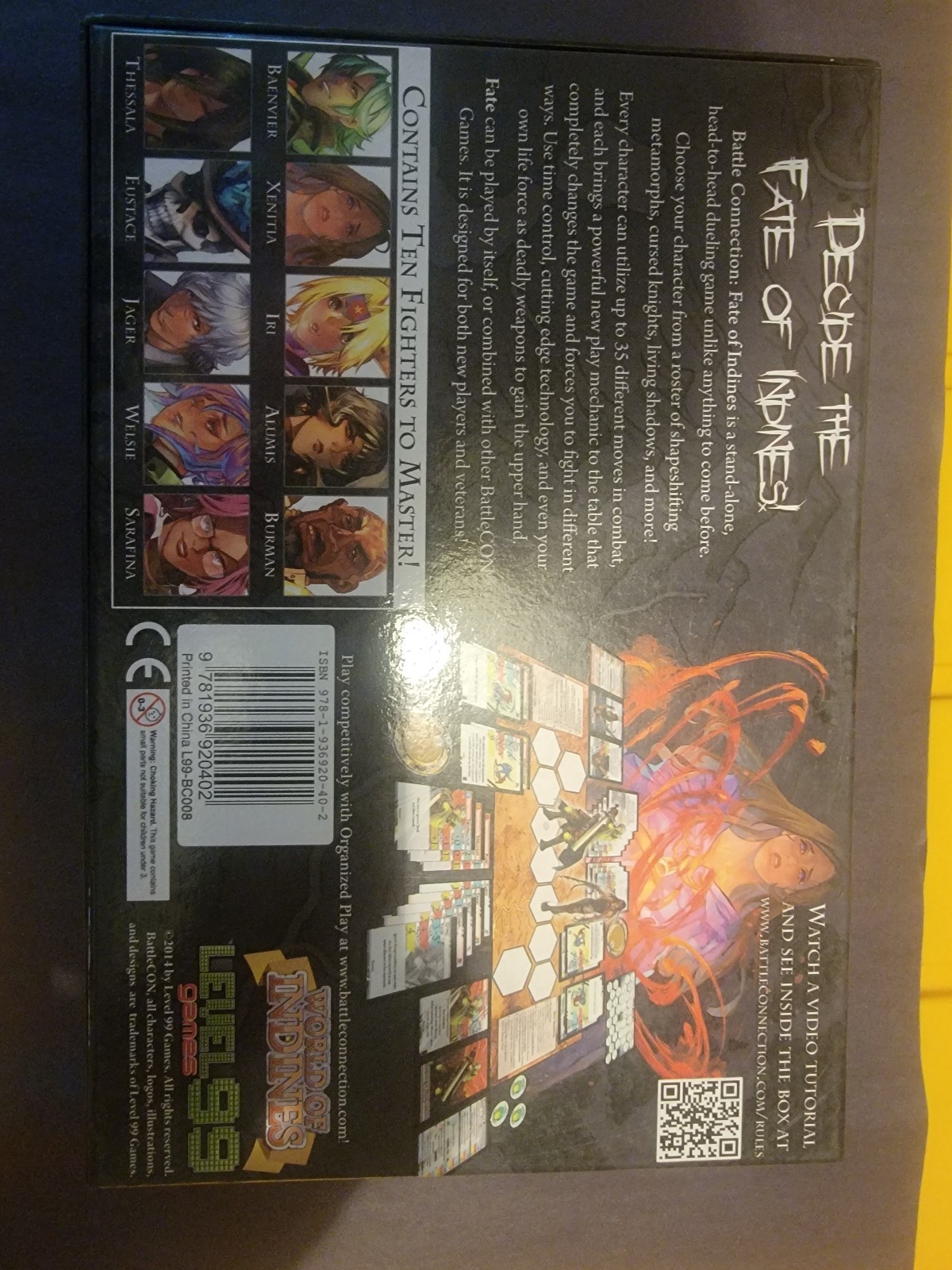 BattleCON Fate of Indines Complete Board Game Level 99 Games Used 2 Playe