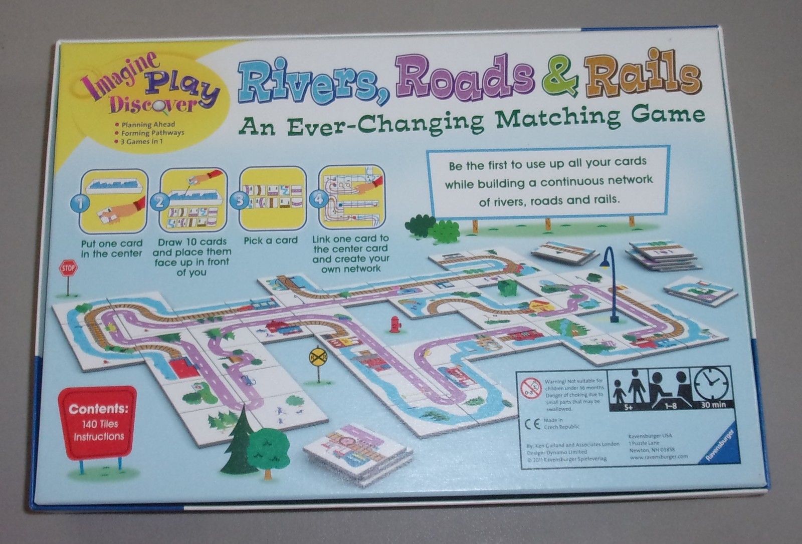 Ravensburger Rivers Roads & Rails Ever Changing Tile Matching Game 2011 Complete