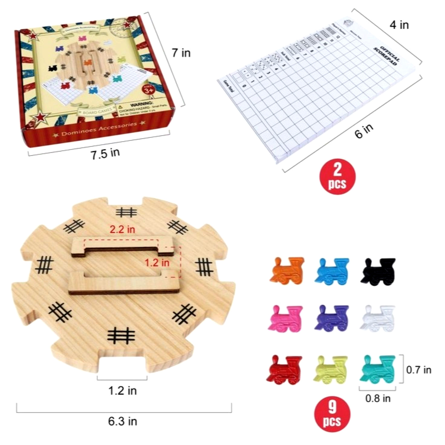 NEW Mexican Train Dominoes Game Set Boxed Wood Hub 91-pc Tin 12/12 Colorful GIFT