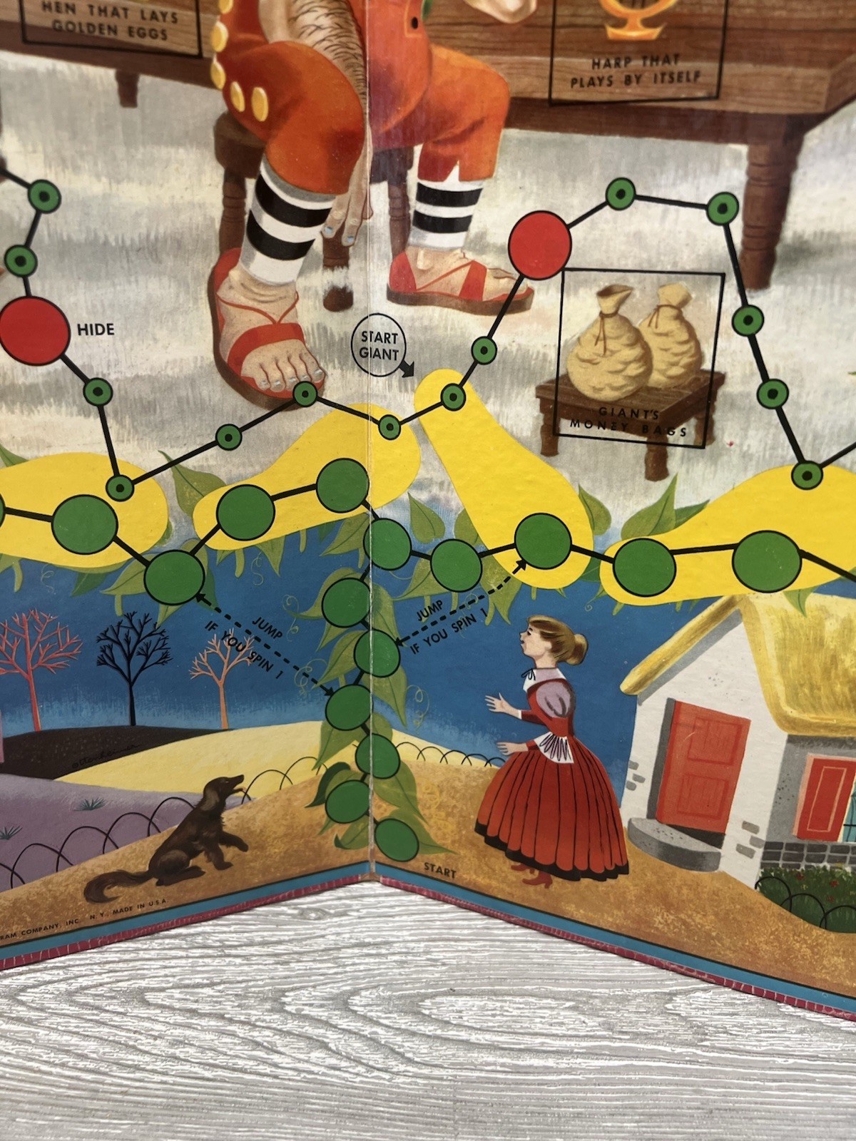 Vintage 1957 Jack & the Beanstalk Adventure Game BOARD ONLY Transogram