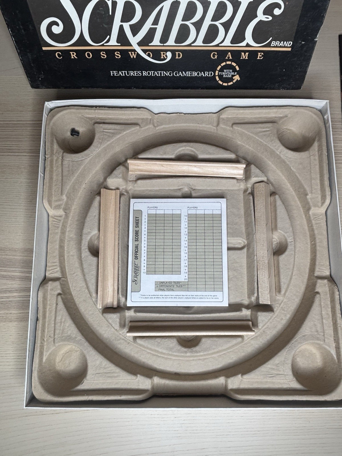 Scrabble Deluxe Edition EUC Rotating Turntable 1989 COMPLETE Milton Bradley