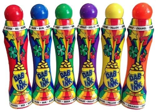 Dab-O-Ink 6 Pack Bingo Daubers – Mixed Colors – 4 oz. 6 pack
