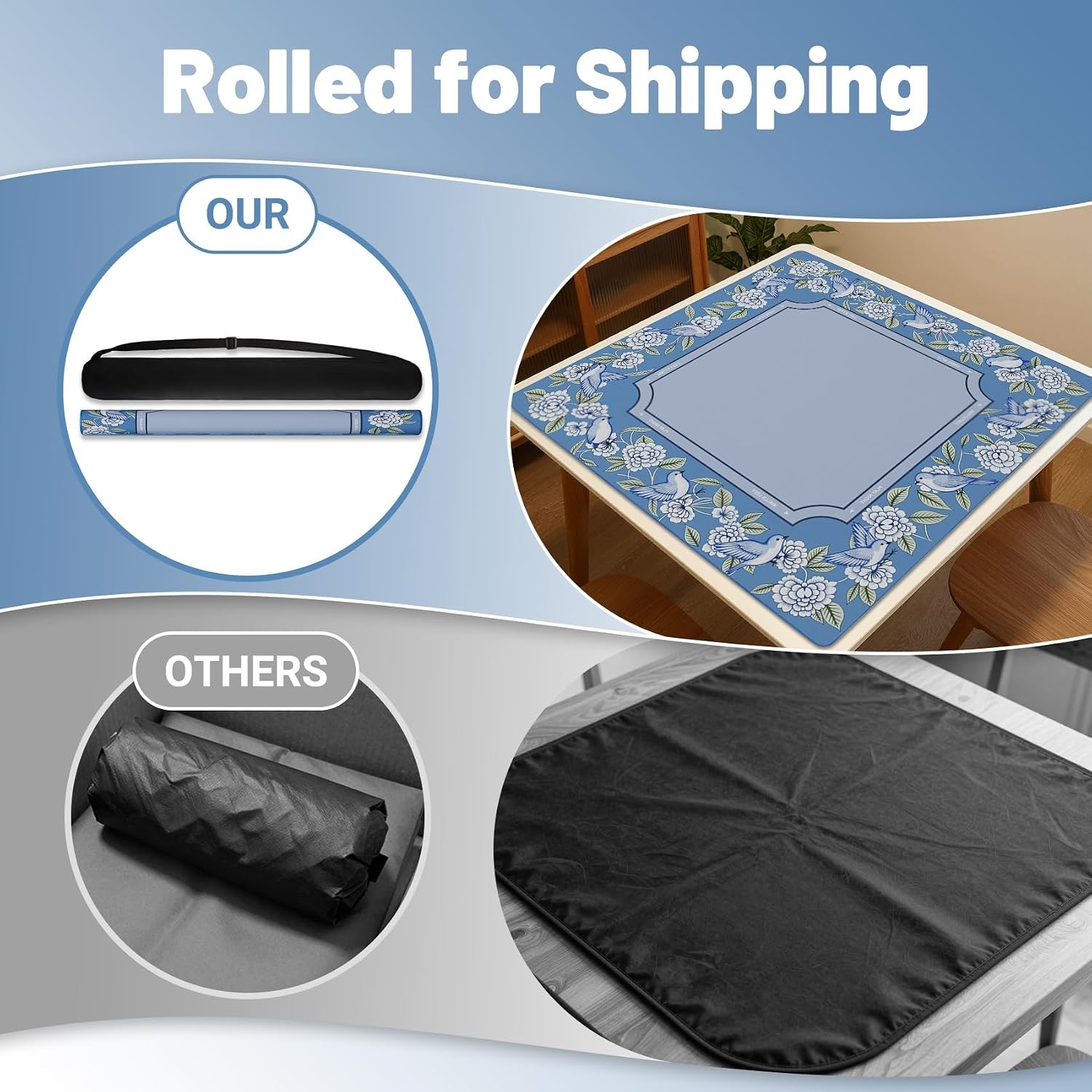 Anti Slip Mahjong Mat 32.4″ x 32.4″ Noise Reduction Rubber Base Game Table Mat