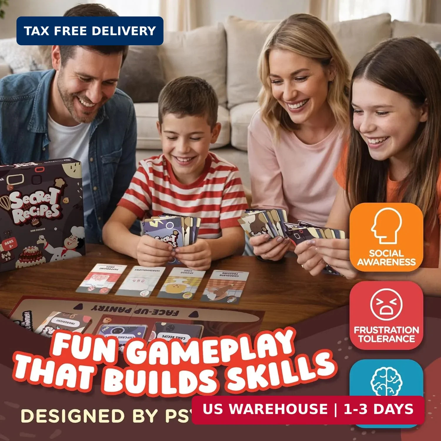 Secret Recipes – Go Fish-Style Strategy Card Game – for Kids, Teens, and Adults