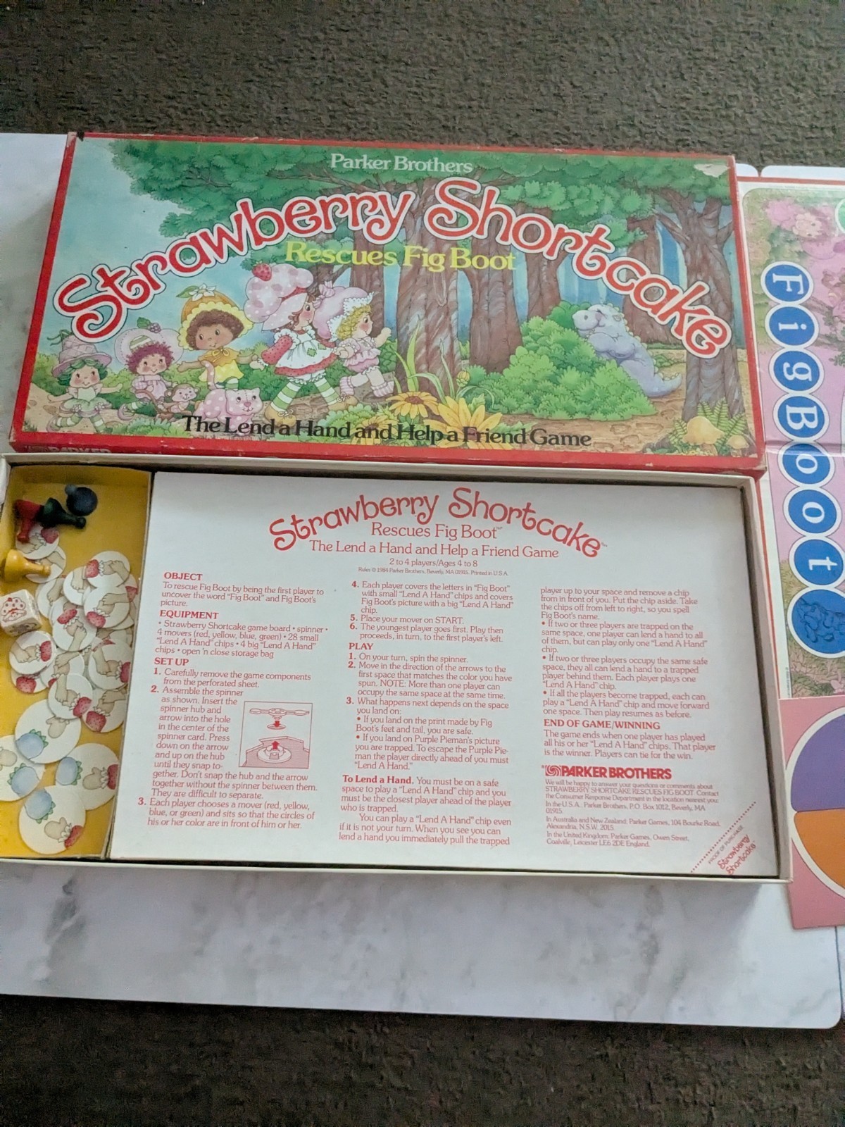 Vintage Strawberry Shortcake Rescues Fig Boot Board Game COMPLETE Nice Condition