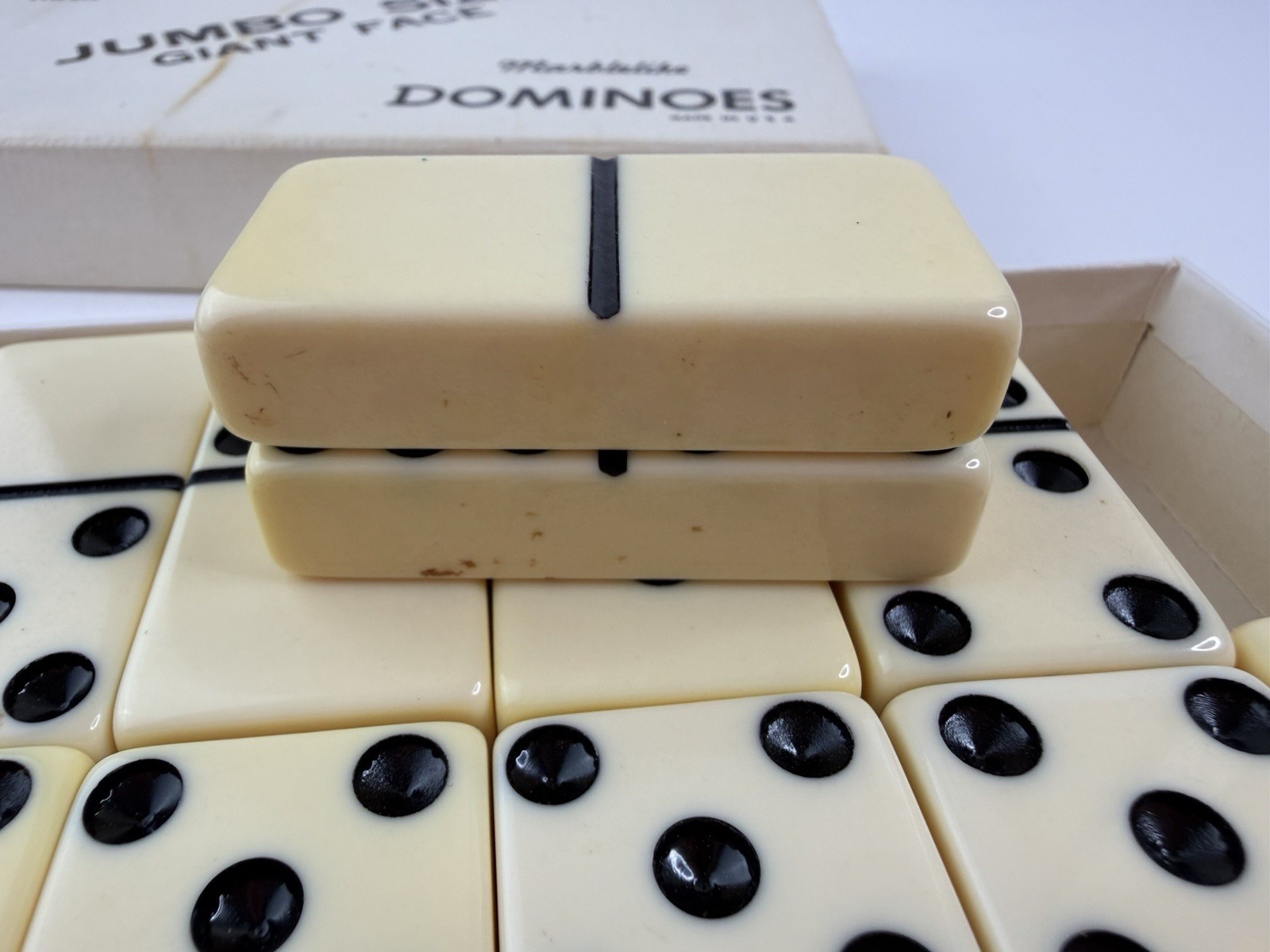 VTG Puremco Marblelike Dominoes #1632 Jumbo Size Giant Face Super Thick USA Made