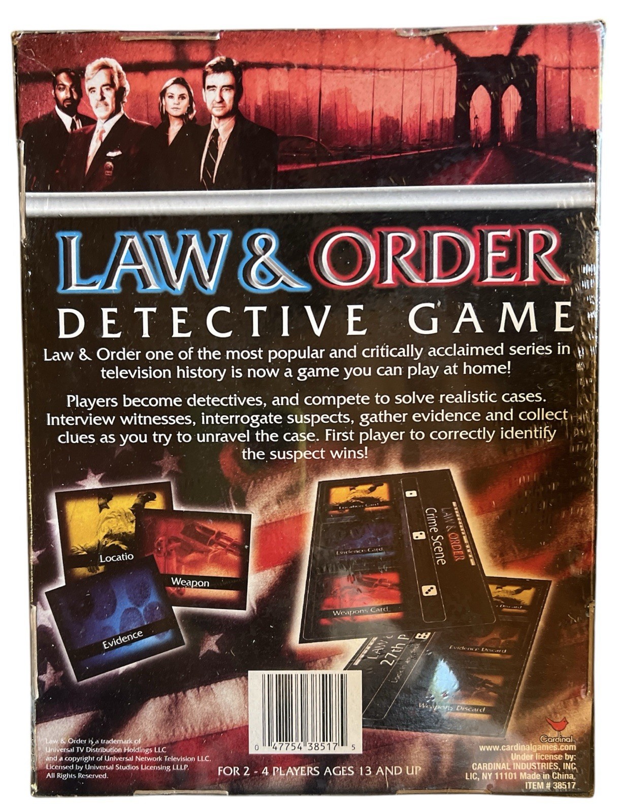 Vintage 2004 Law & Order TV Show Detective Game Cardinal Games Board Game New!