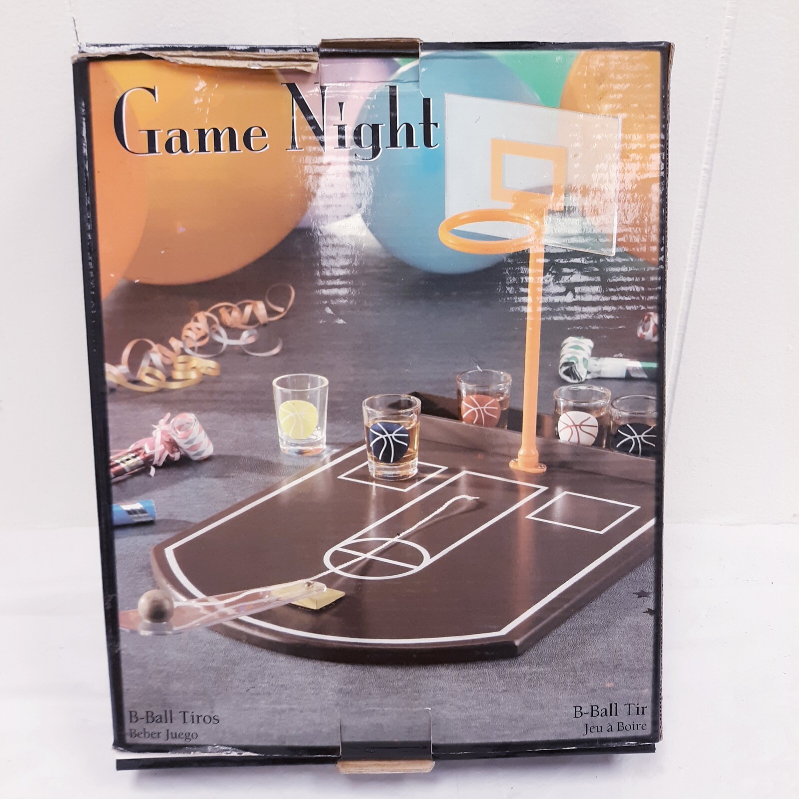 Basketball Drinking Game – 6 Shot Glasses B-Ball Game Night – New in Box