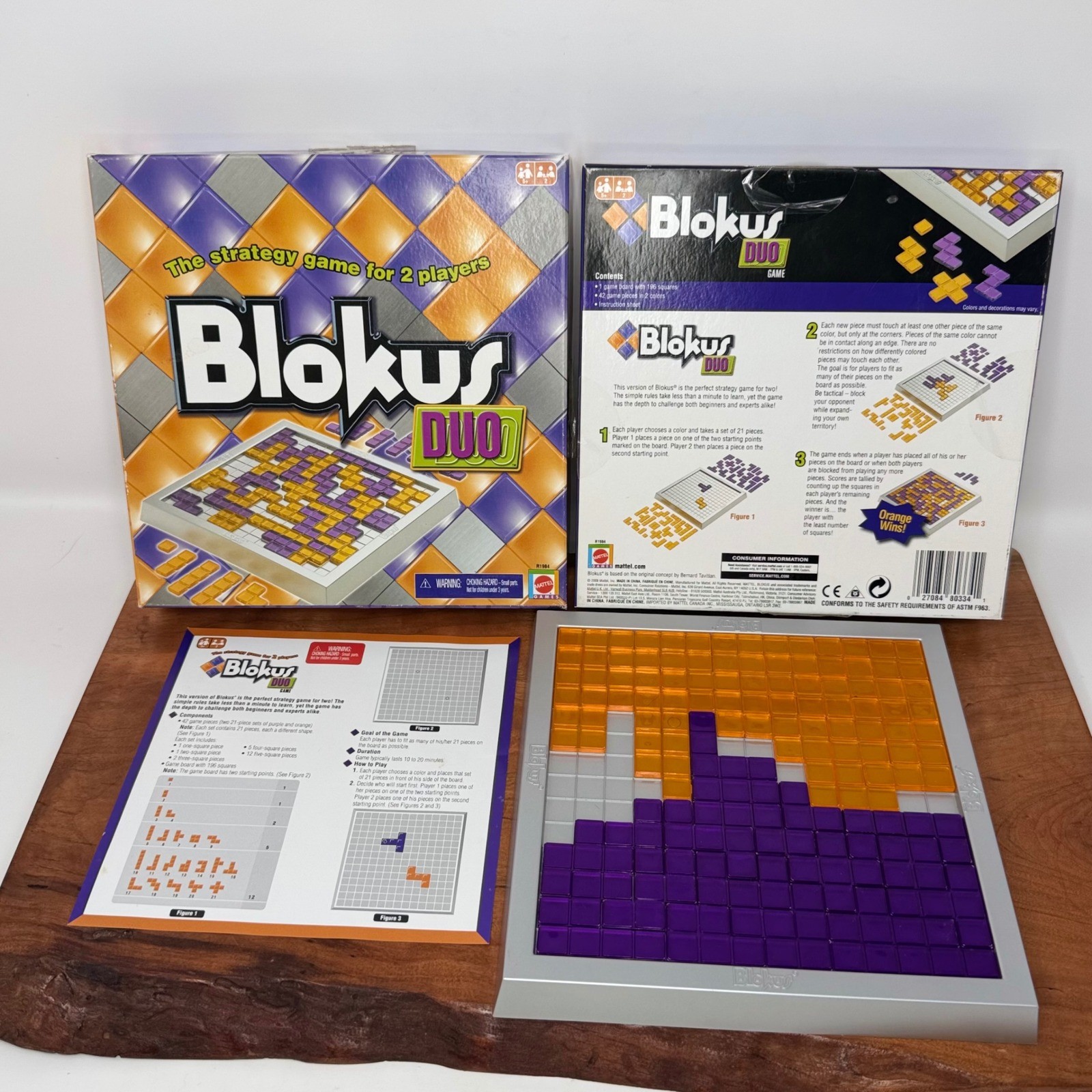 Blokus Duo by Mattel Strategy Game 2 Players Purple Orange Complete Set Boxed