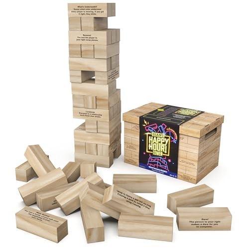 Spin Master Games Happy Hour Tower Giant Jumbling Wooden Blocks 6069713 – Wood