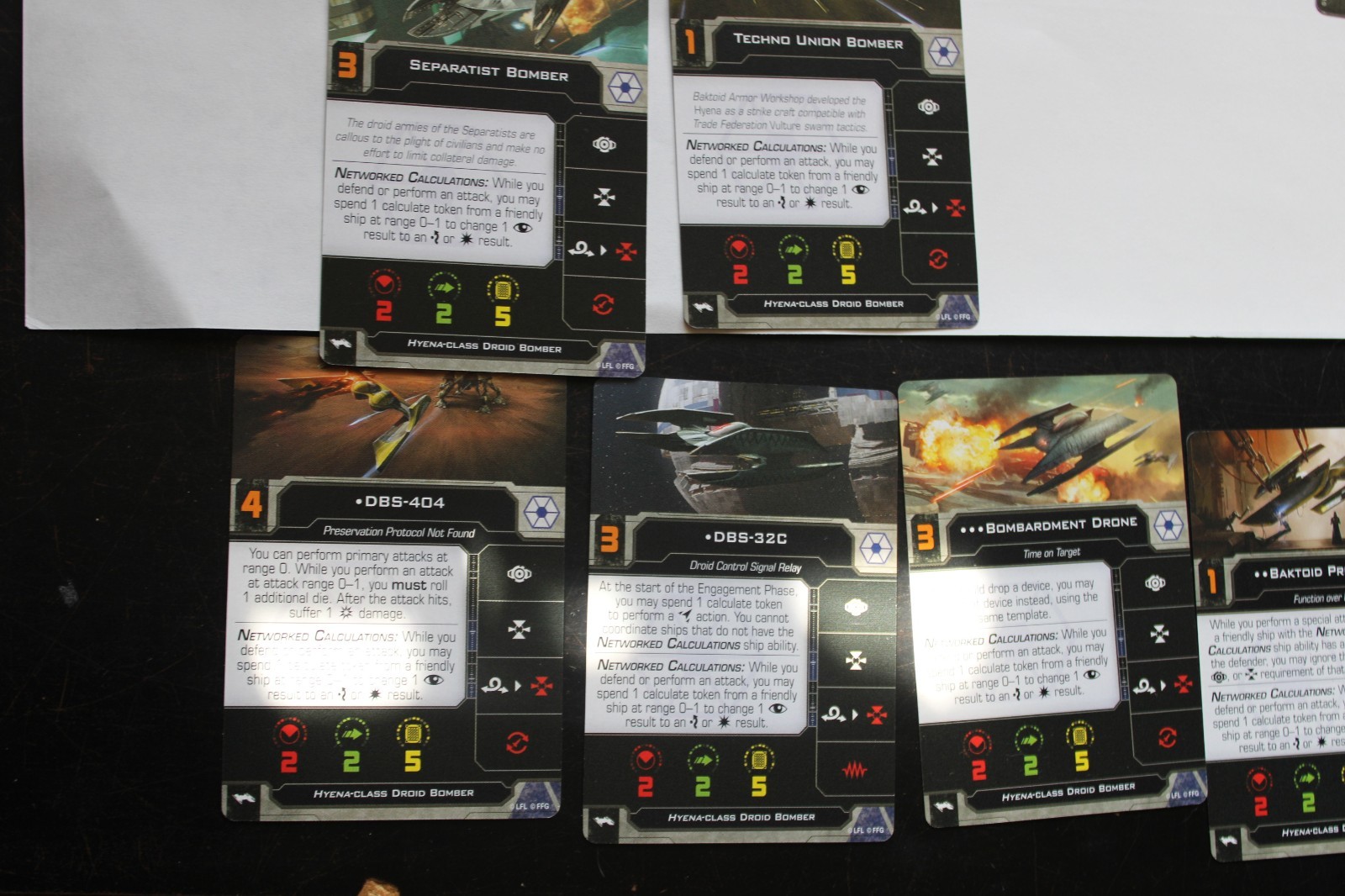 CARDS &TOKENS ONLY – Star Wars X-Wing Hyena-Class Droid Bomber Expansion Pack