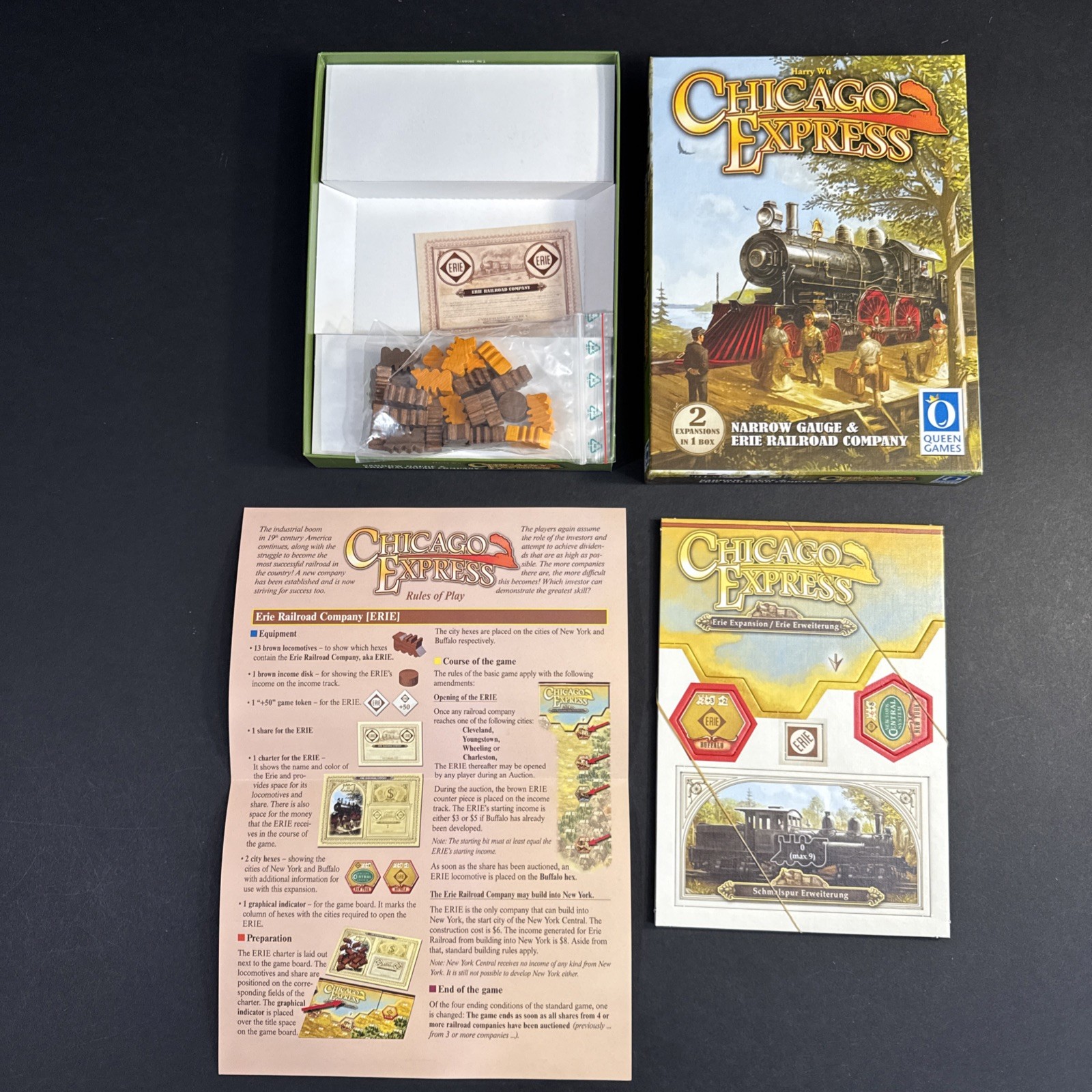 Queen Boardgame Chicago Express: Narrow Gauge & Erie Expansions Box New