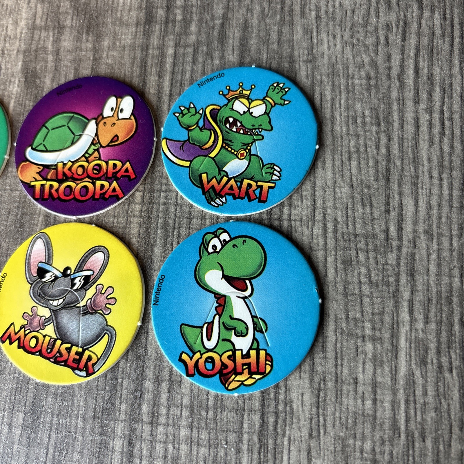 Super Mario Nintendo Pogs Caps Wario Yoshi Bowser Roy Koopa Wart Mouser