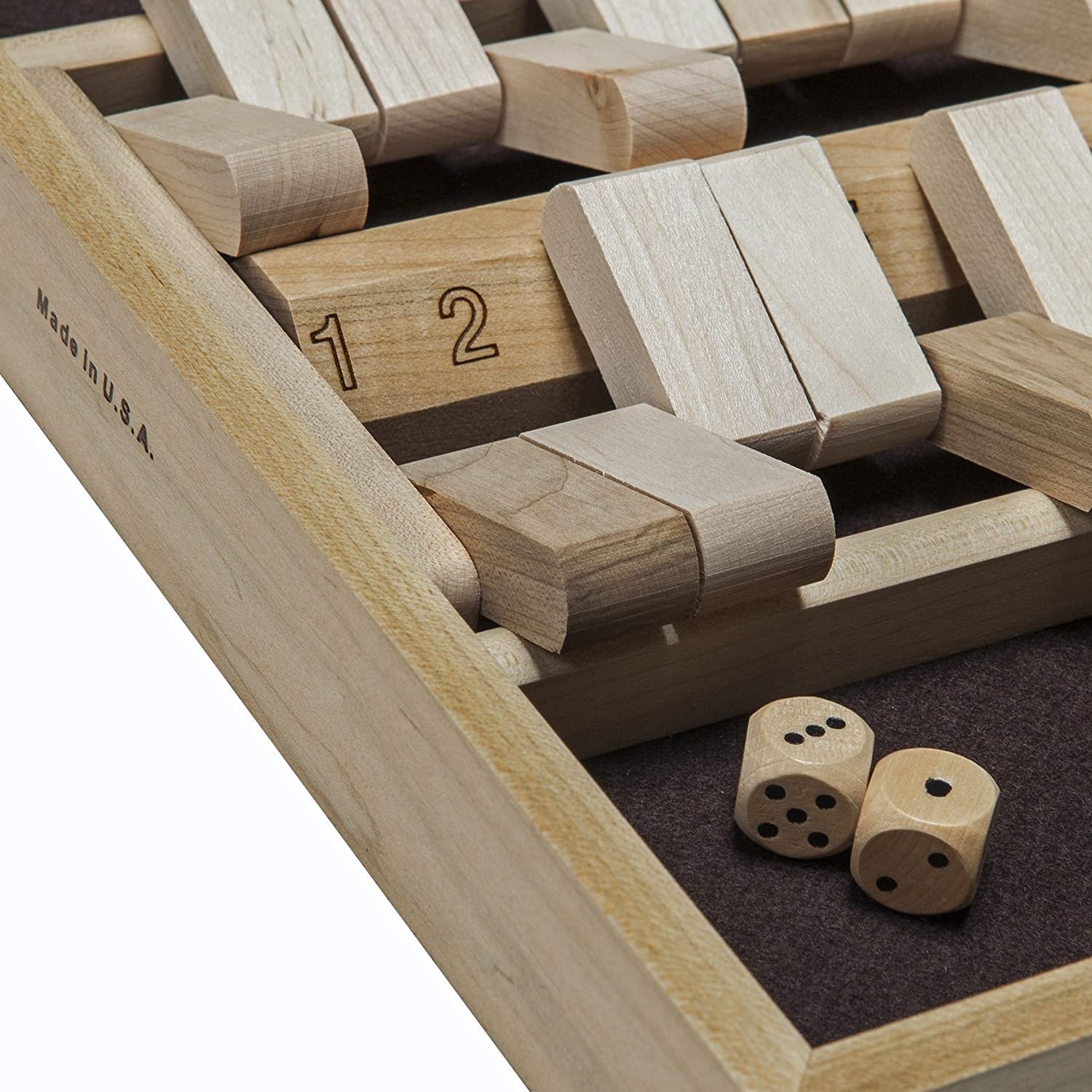WE Games 2 Sided Dice Board Game 12 Numbers in Natural Wood Box 14 in. USA Made