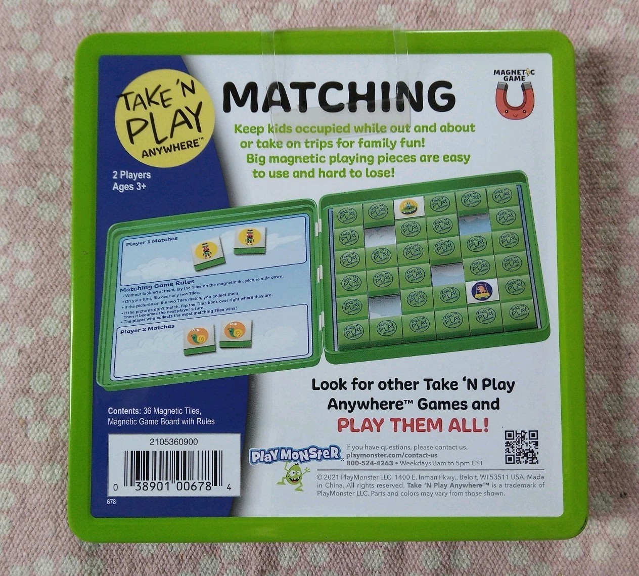 PlayMonster Take N Play Travel Magnetic Foam Matching Game 2 Players Ages 3+