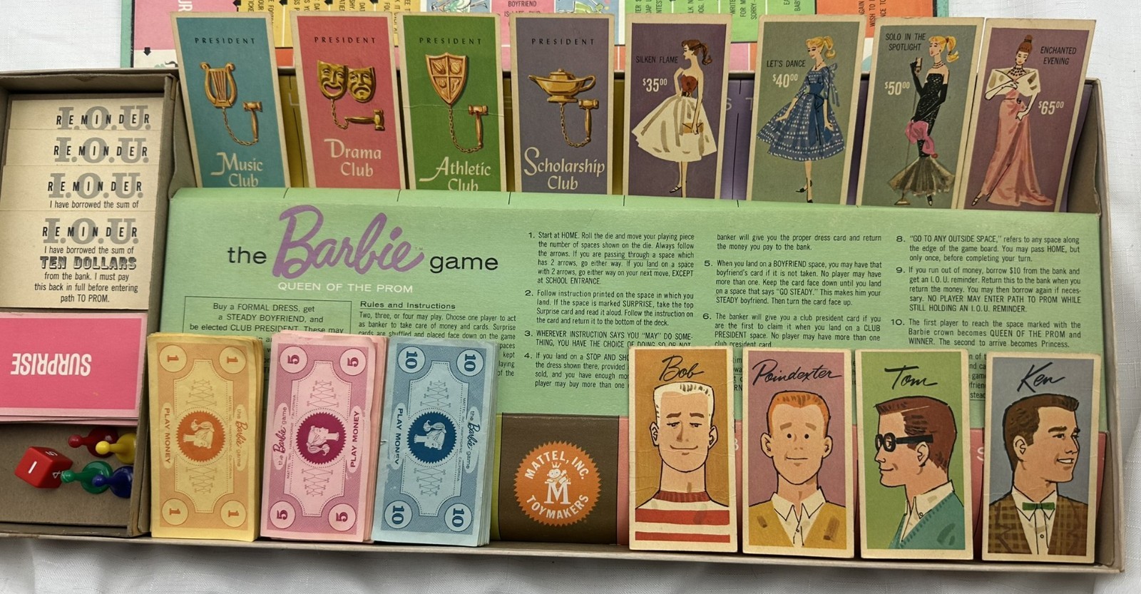 1960 Barbie Queen of the Prom Game by Mattel Complete in Good Cond FREE SHIPPING