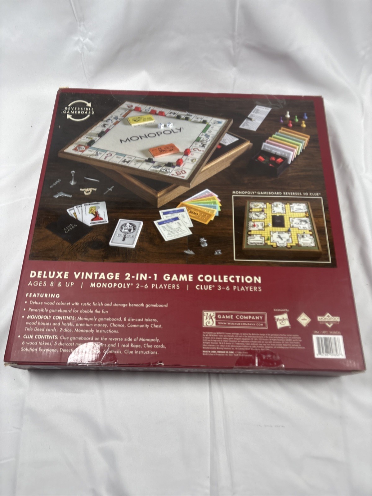 NEW! Monopoly & Clue 2 in 1 Deluxe Wooden Vintage Edition Wood Board Game Set