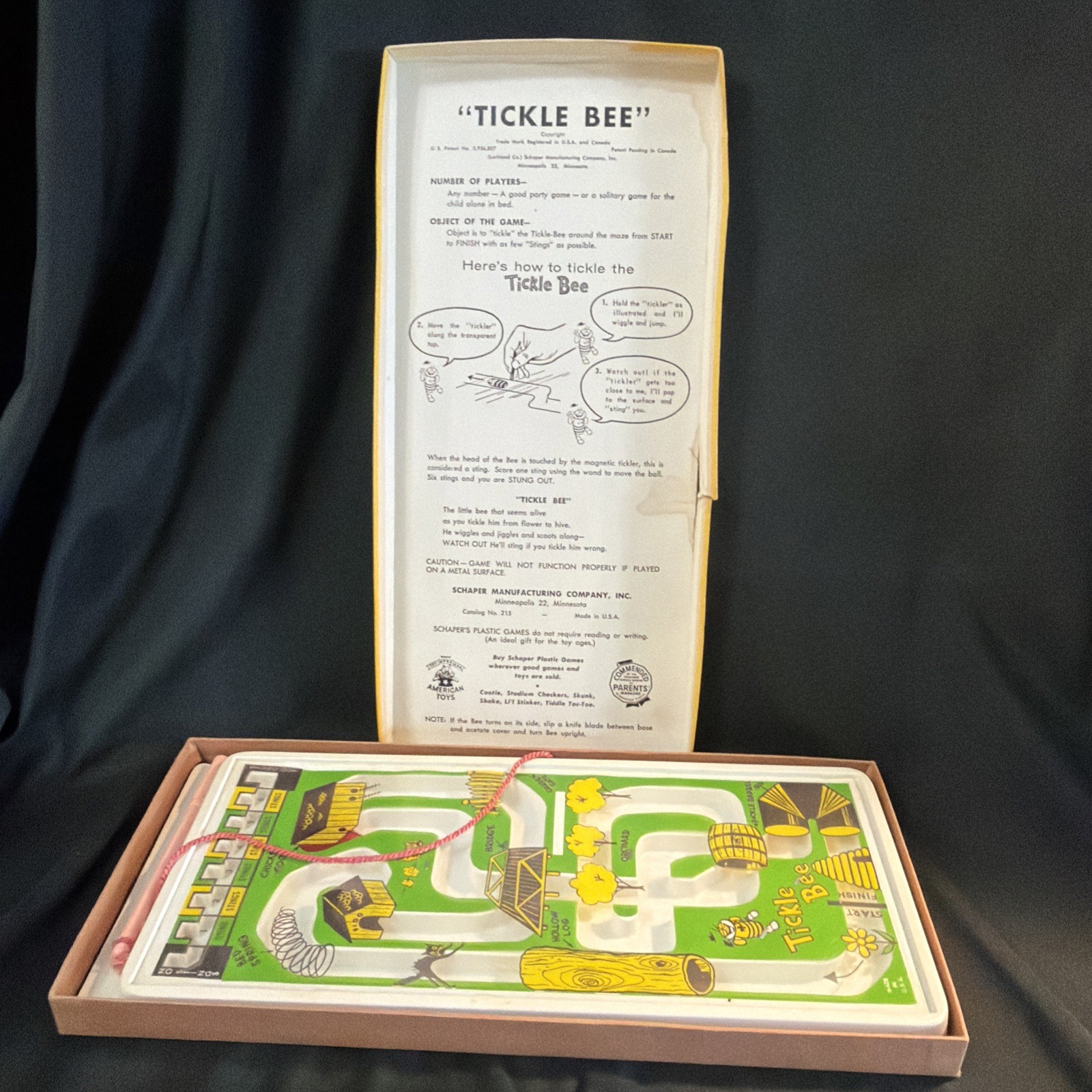Vintage 1956 Tickle Bee Game Magnetic Maze by Schaper Toys – Complete