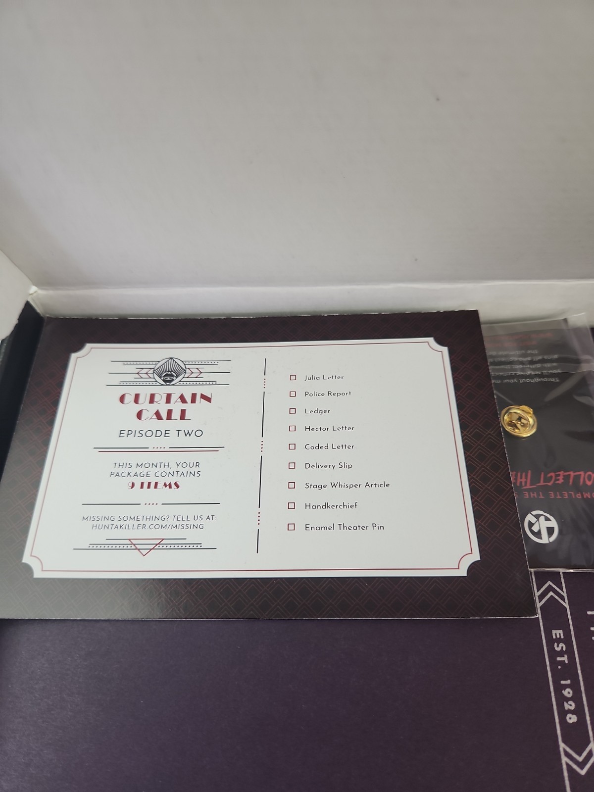 Hunt A Killer Curtain Call Mystery Season Box Episode Two (2)