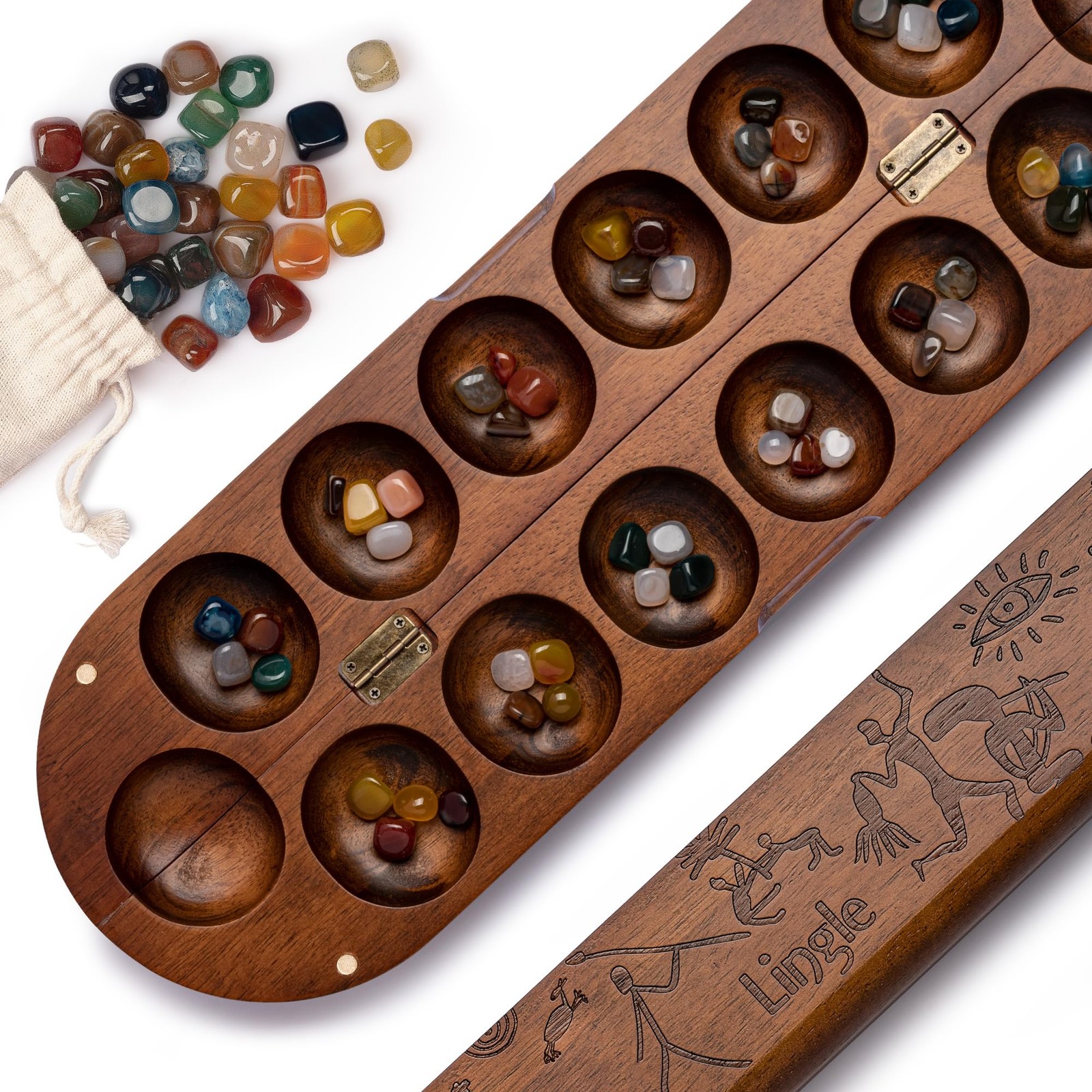 Lingle 21 Inch Deluxe Mancala Set: Real 5.5 x 15 x 0.1 inches, Multi-color
