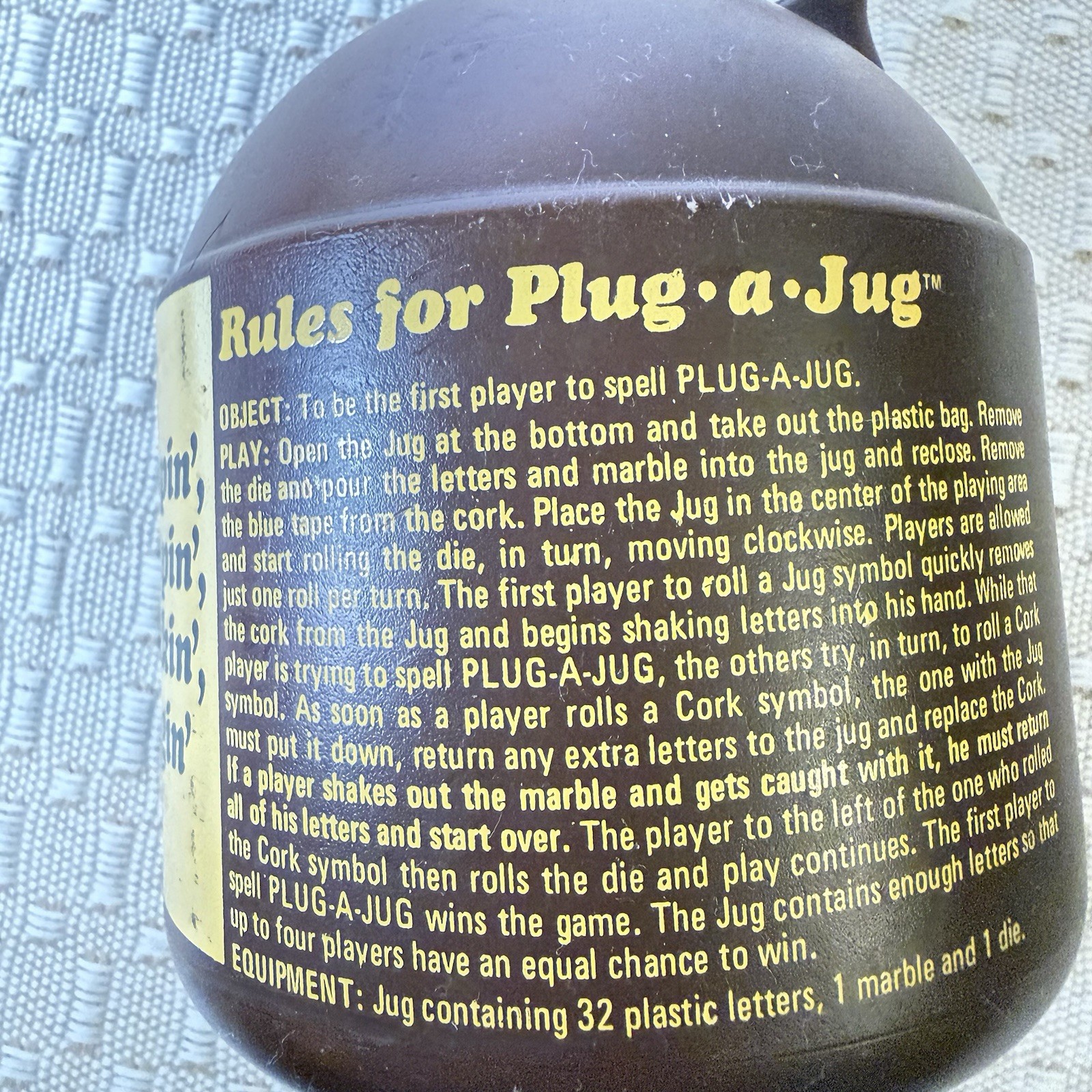 VINTAGE 1969 Parker Brothers PLUG-A-JUG Game WHISKEY JUG with CORK USA Family