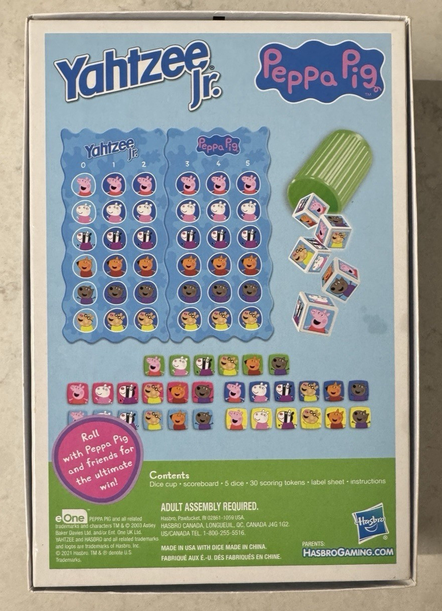Peppa Pig Edition Yahtzee Jr. Board Game for Kids Ages 4 and Up
