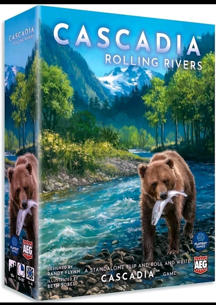 Cascadia Rolling Rivers Flip Roll And Write Board Game Alderac Flatout AEG 1062