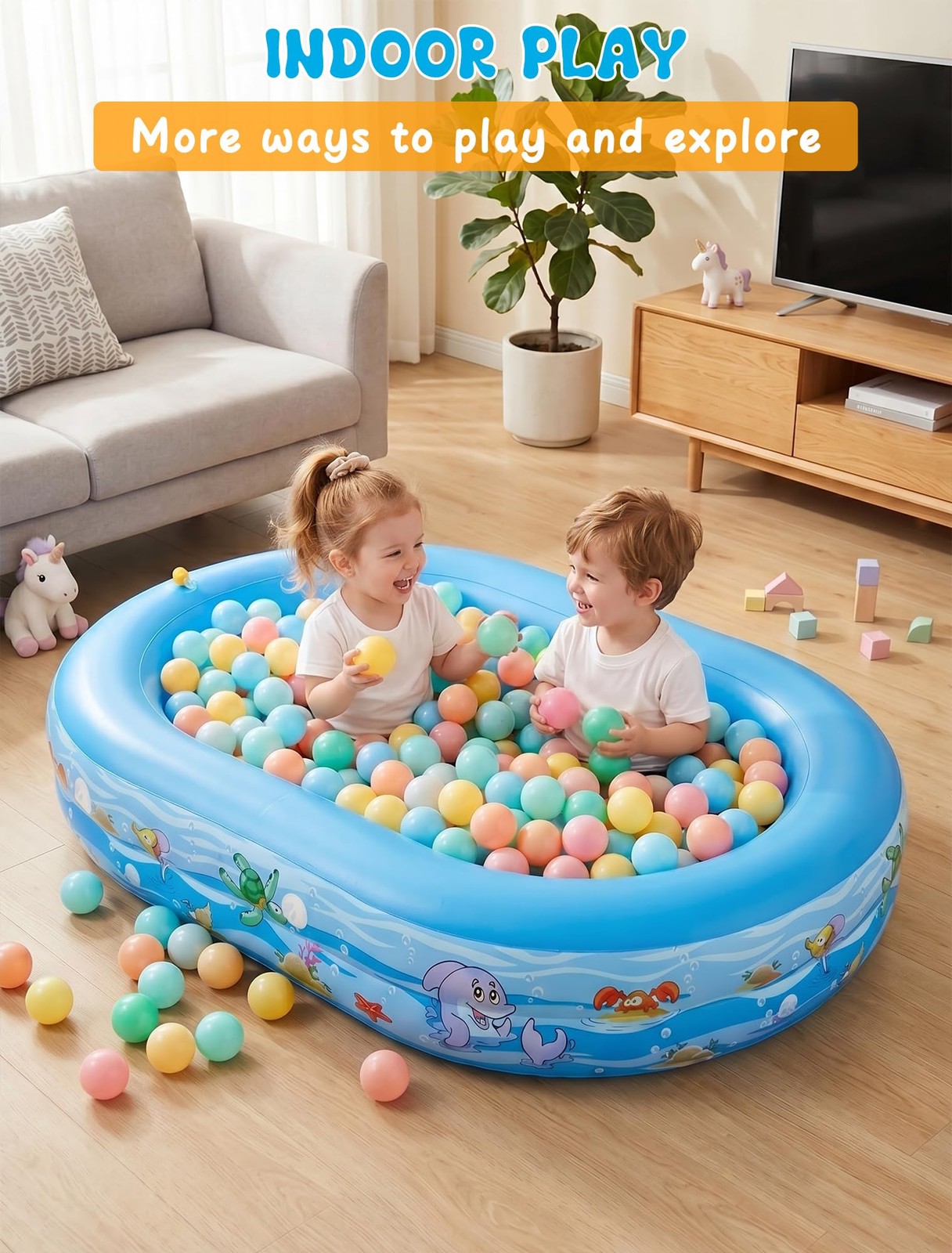 Inflatable Kids Pool 65 x46 Canopy Sprinkler Baby Swimming Learn2M 65×46 Water
