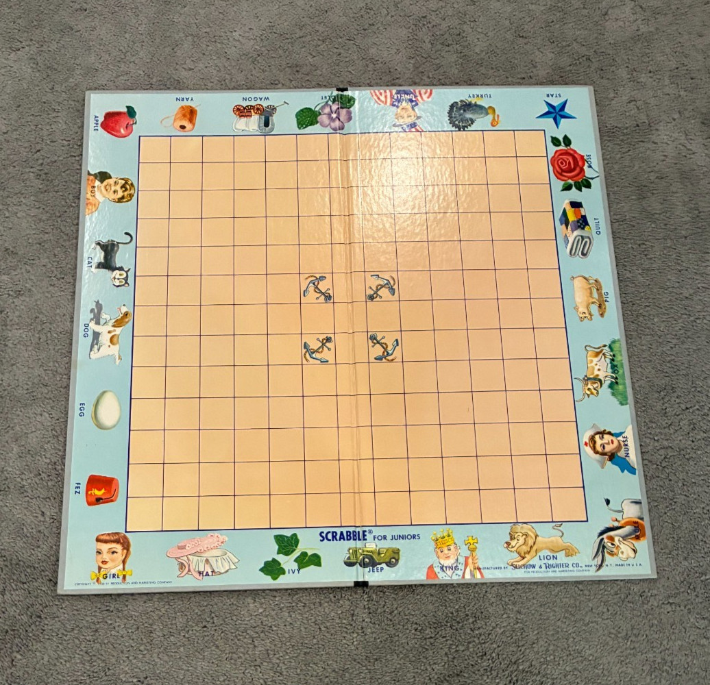 Scrabble for Juniors – 1958 Board Game by Selchow & Righter – 100% Complete