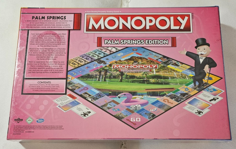 Palm Springs Monopoly Board Game Family Game Night Regional Fun NEW Sealed