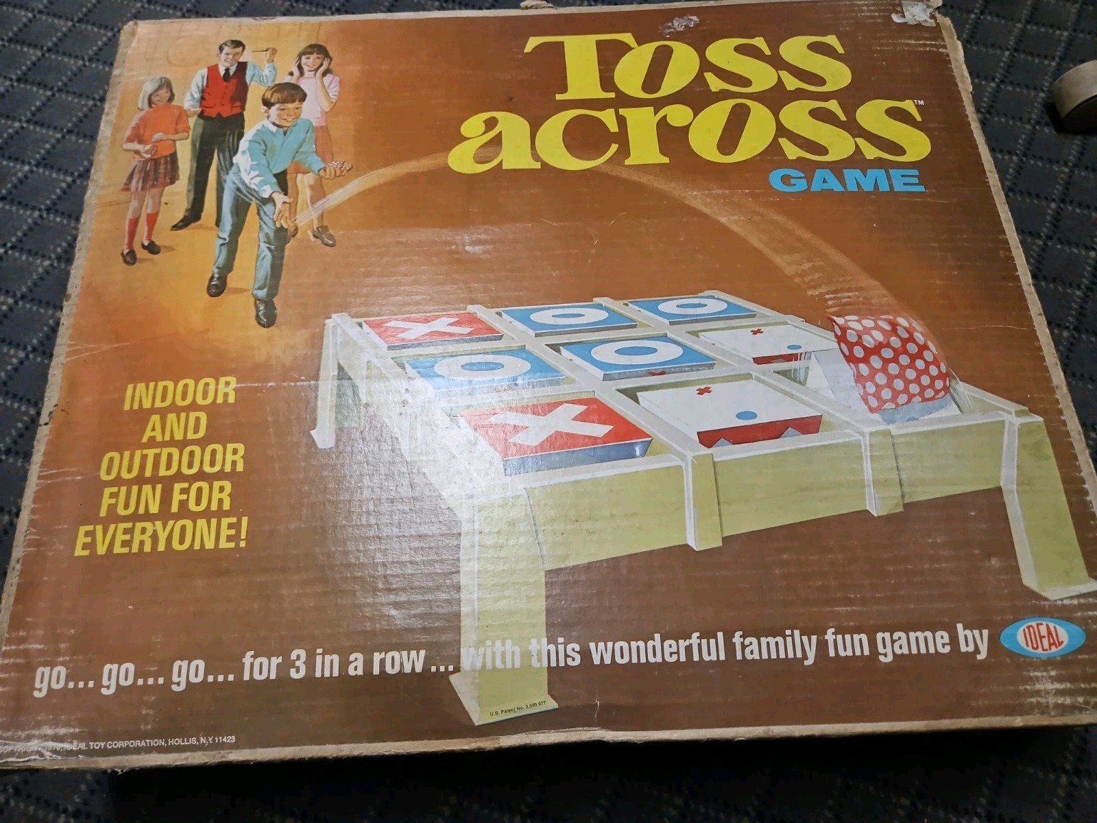 Vintage 1969 Toss Across Game by Ideal w/ Original Box 6 ORIGINAL Red Bean Bags