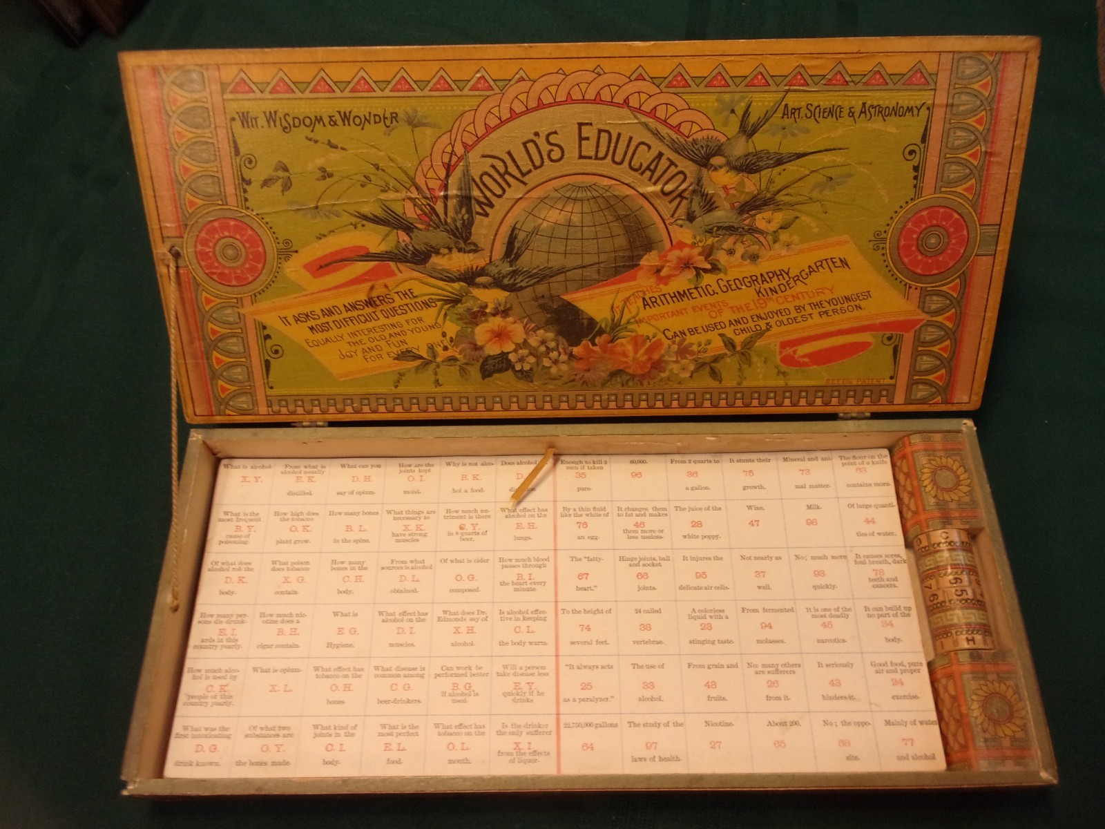 RARE 1887 Parlor Game: THE WORLD’S EDUCATOR, W.S. Reed Toy Co., Leominster, MA.