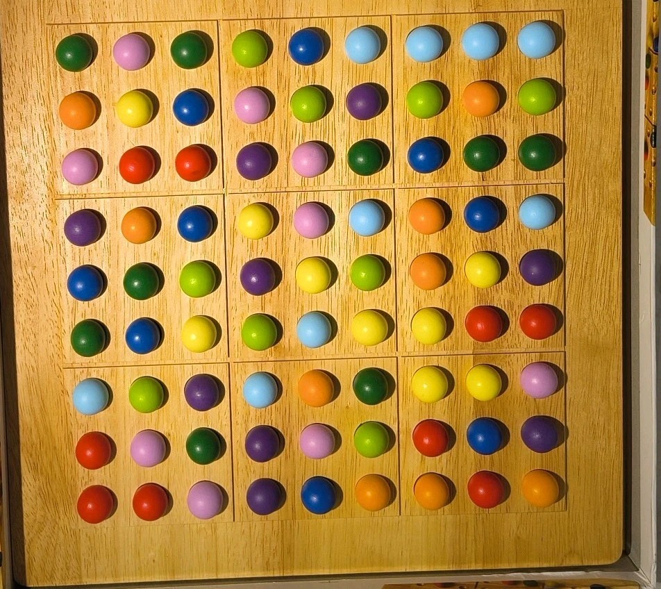 ColorKu Game The Color Sudoku Puzzle Solid Wood w/ Pieces ONLY NO CARDS, READ