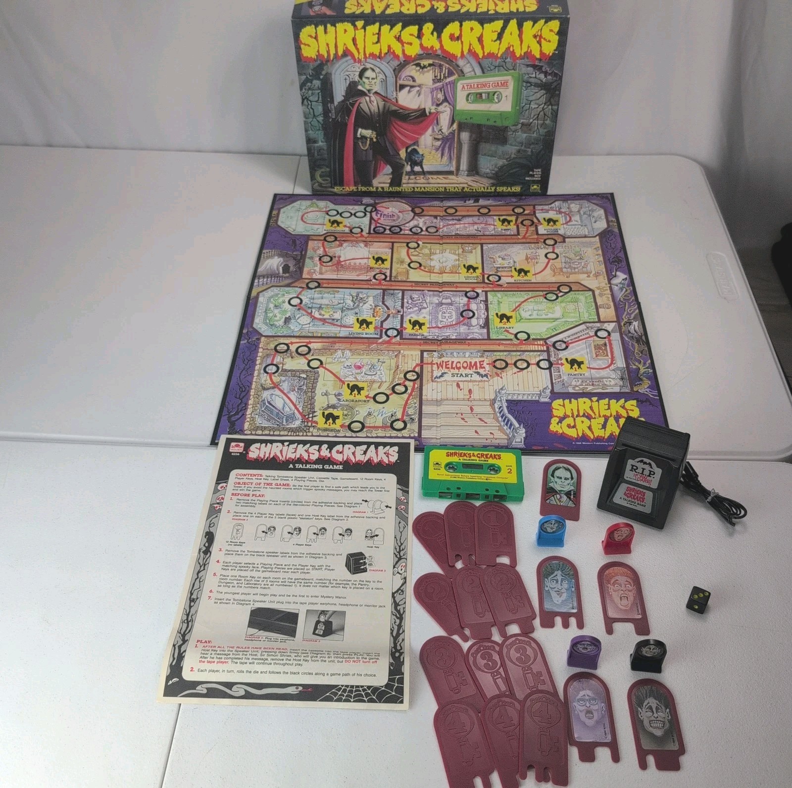 Vintage Shrieks & Creaks 1988 A Talking Horror Golden Board Game RARE Complete