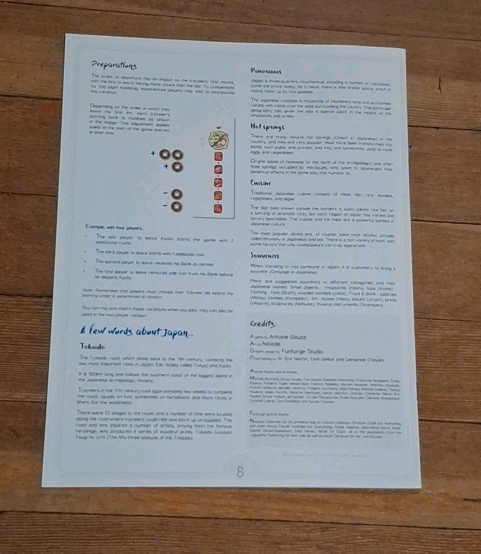 Tokaido Board Game Fun Forge Bauza / Naiade 2014 Kyoto to Edo – COMPLETE VG