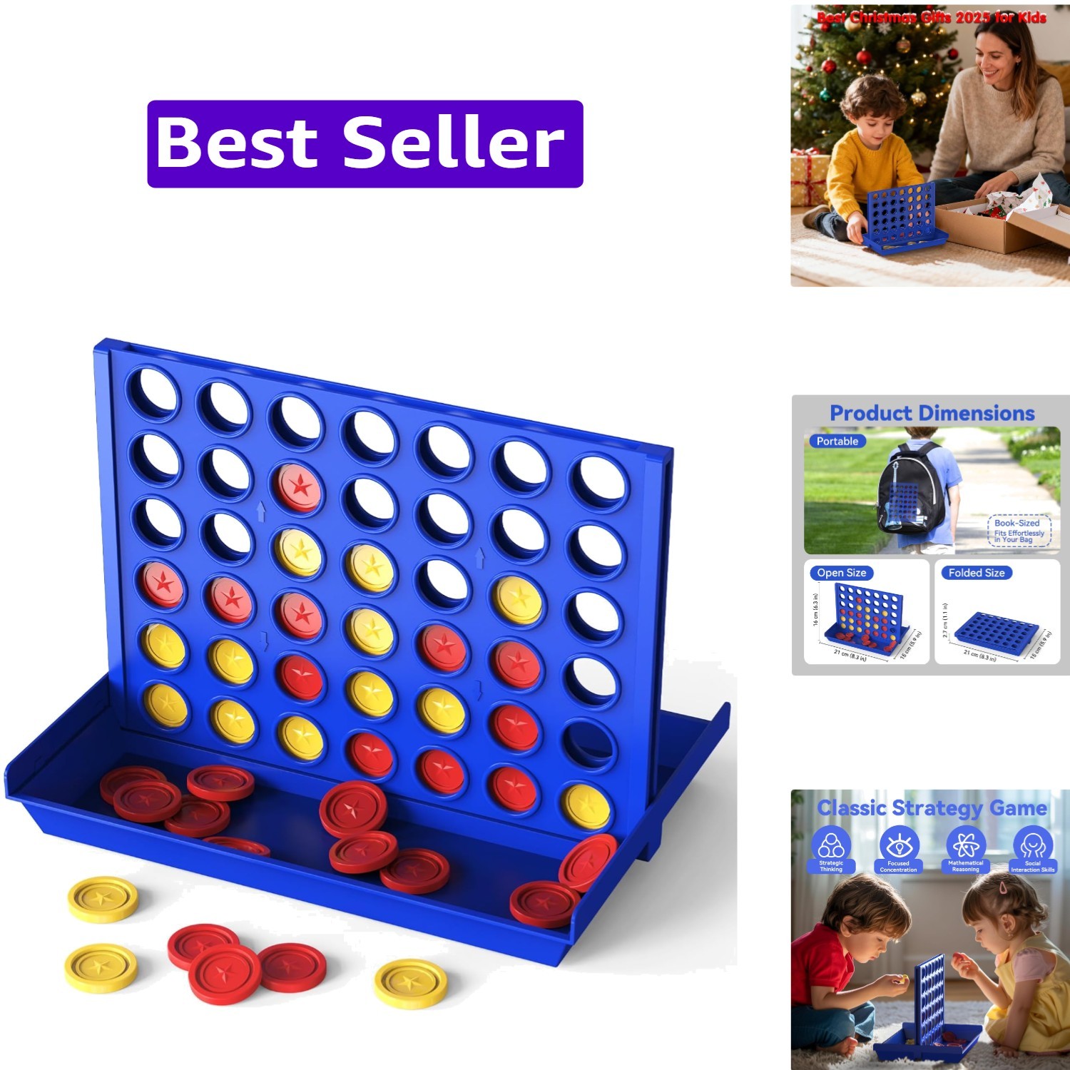Medium Size 4 in a Row Game for Kids Ages 3+, Classic Family Board Game for K…