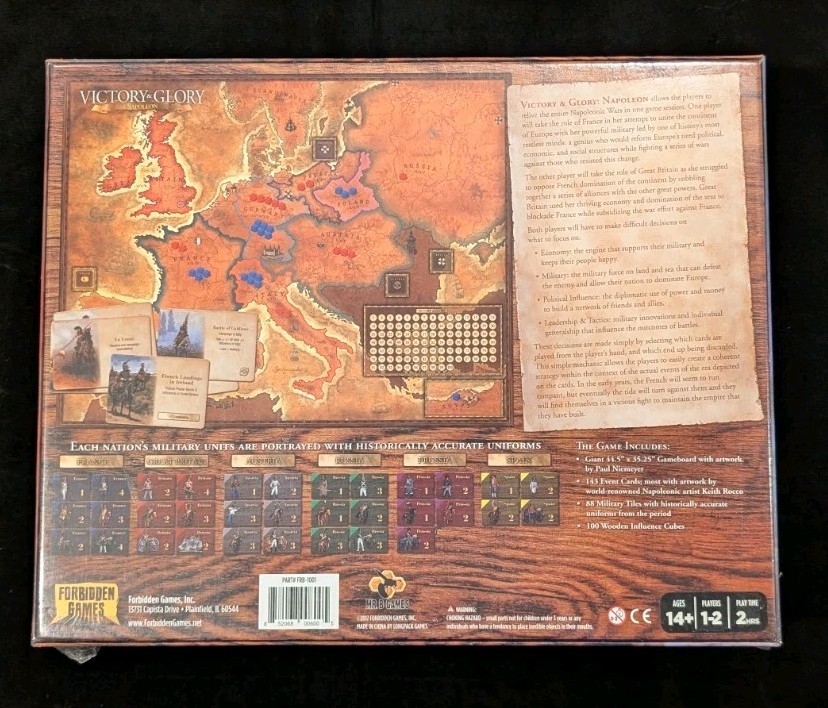 Victory & Glory Napoleon by Forbidden Games 1-2 Players Napoleonic Wars NEW