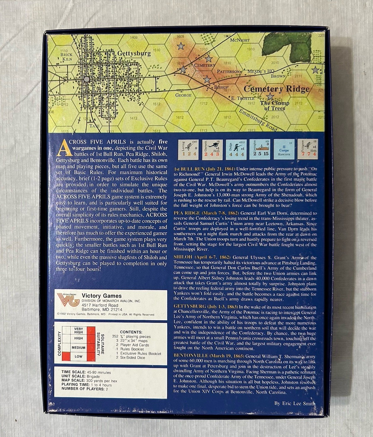Across 5 Aprils Civil War Pentagame -Victory Games 100% COMPLETE & Unpunched