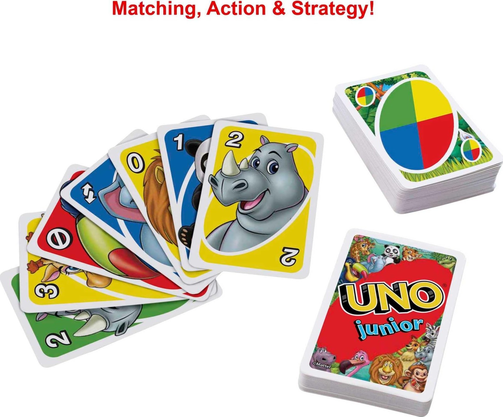 UNO Junior Card Game with 45 Cards, Gift for Kids 3 Years Old & Up