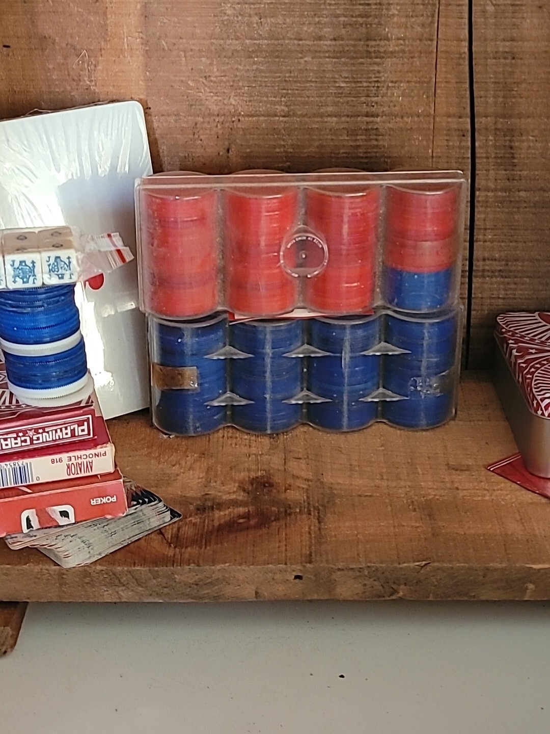 VINTAGE Poker LOT POKER CHIPS Cards Jumbo Deck POKER DICE SET