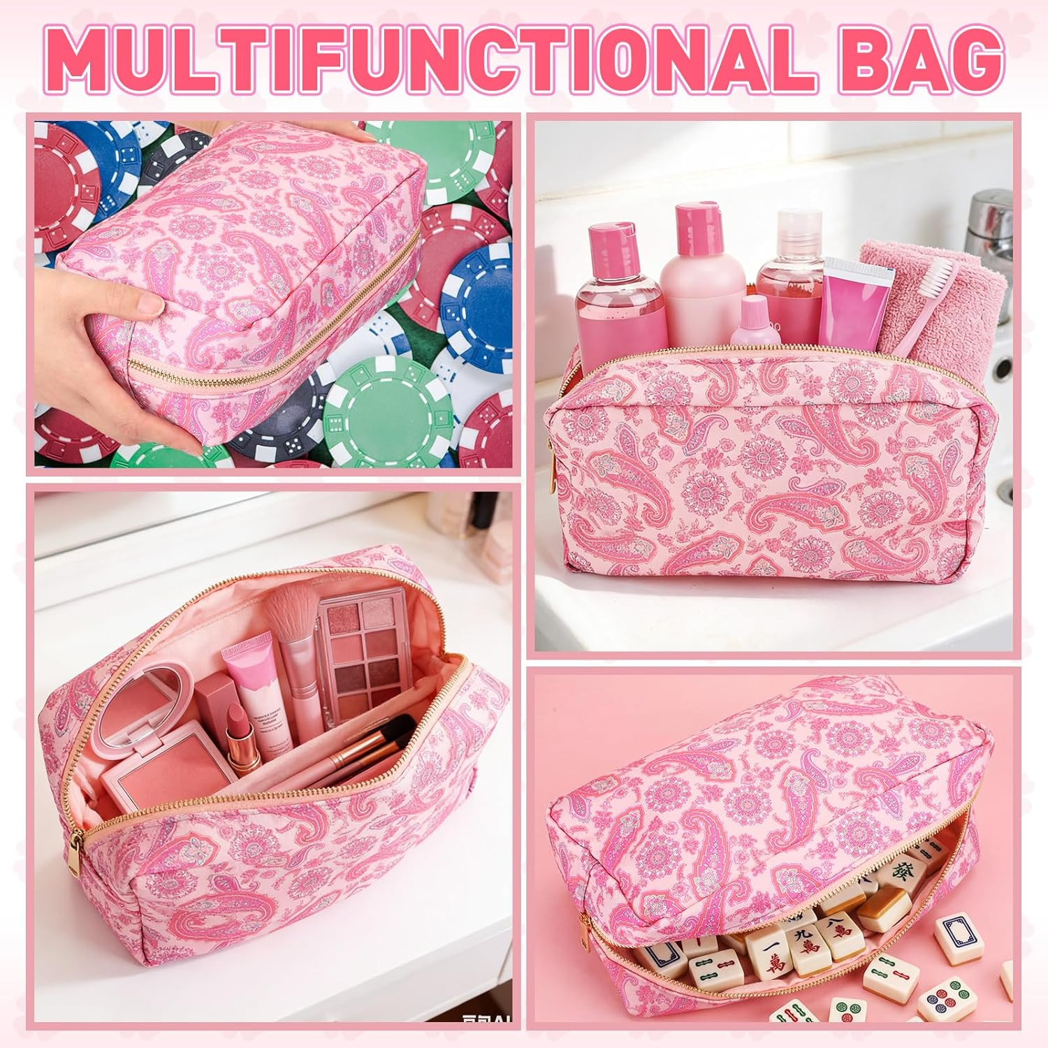 Empty Mahjong Tiles Bag Thickened American Mahjong Tiles Bag with Zipper Boar…