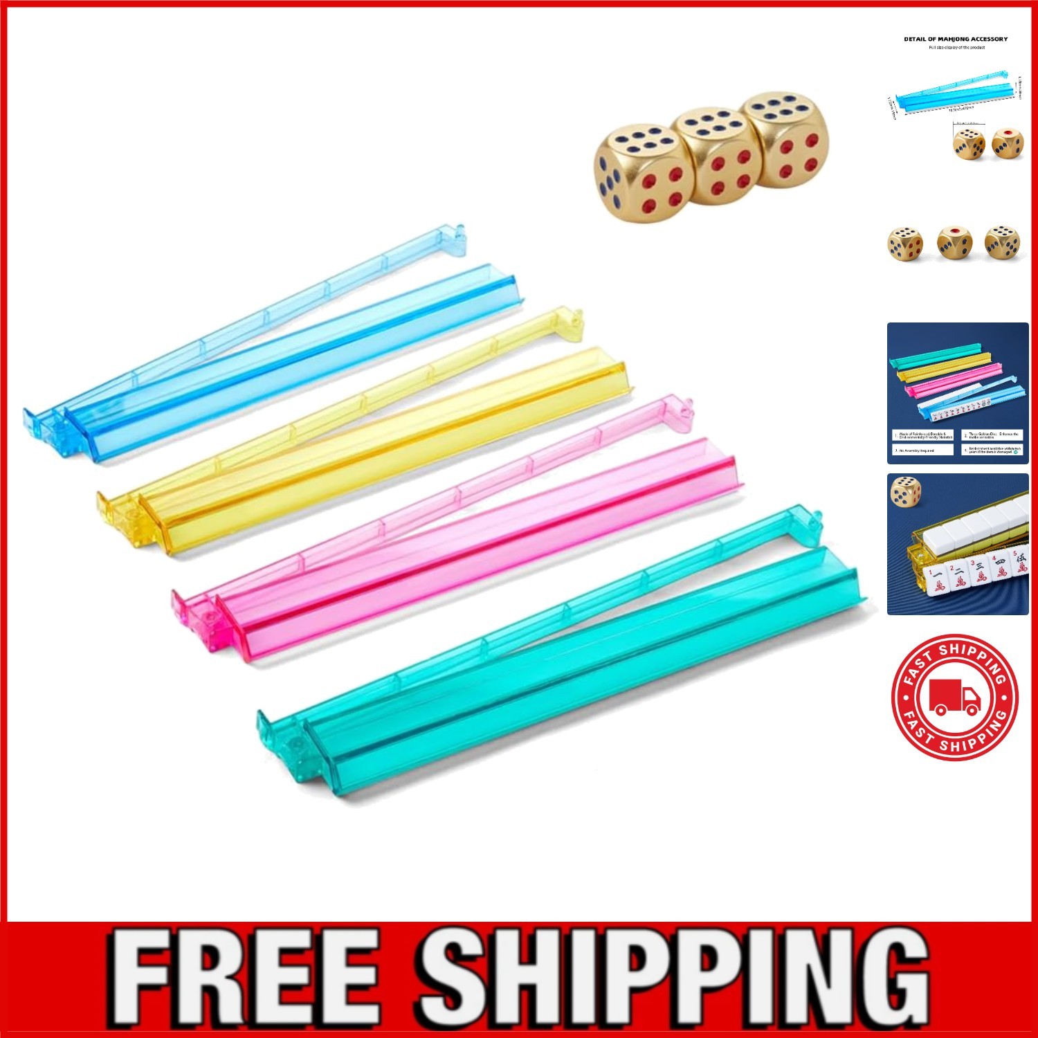 Mahjong Racks with Pushers, Clear Acrylic American Majiang Tile Racks, Enhanc…