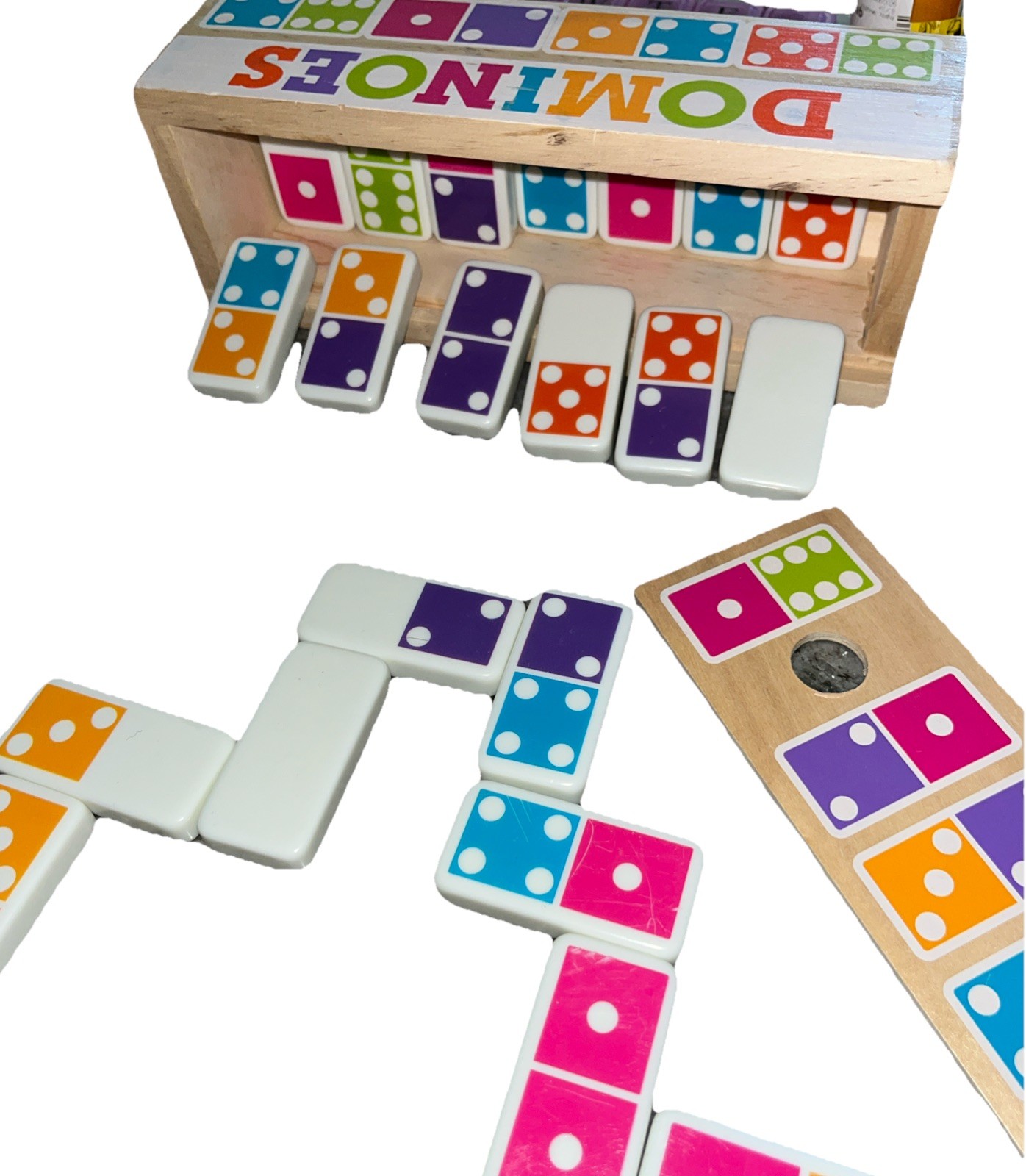 Melissa & Doug Colorful Dominoes Family Game Numbers Theme Wooden Box Ages 4+ B6