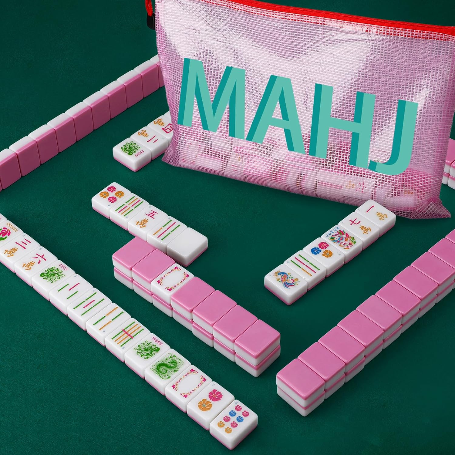 Kaleidoscope Mahjong Tile Set 160 Mahjong Tiles 1.2” Pink American Mahjongs Til